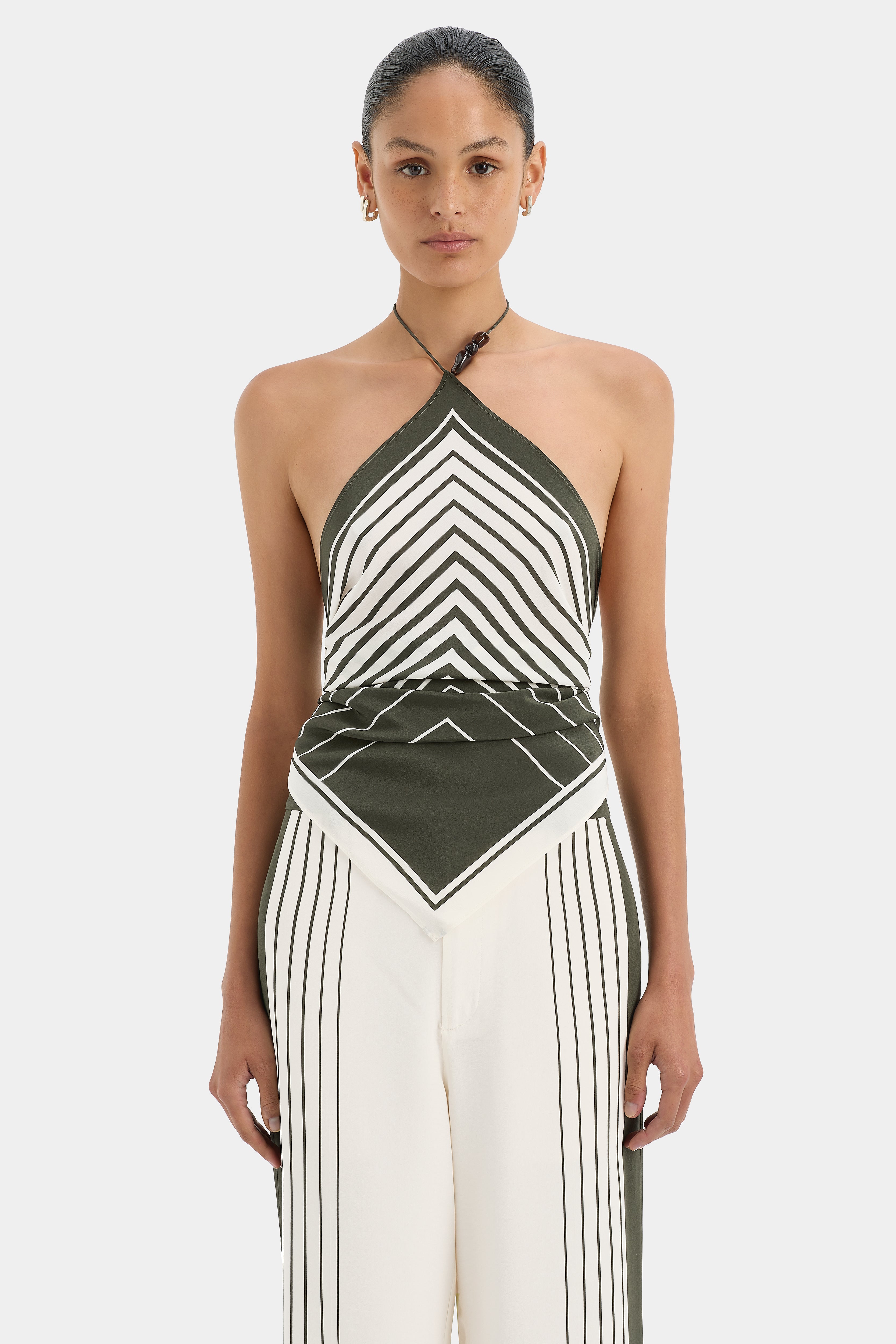 Leilana Garden Stripe Scarf - Lightweight Fashion Scarf for Women - Perfect for Spring Outfits, Office Wear & Travel Accessories
