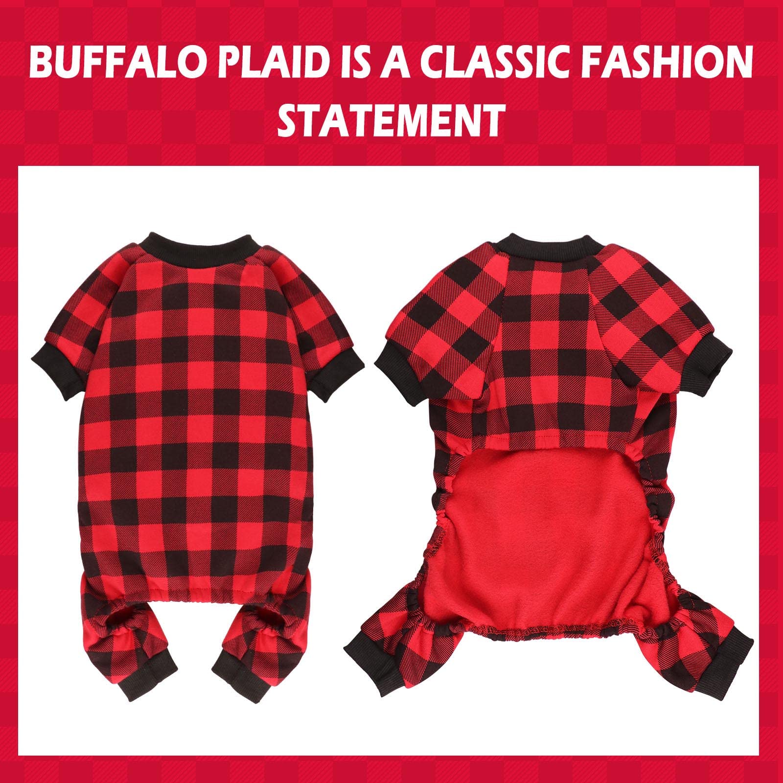 Buffalo Plaid Fleece Dog Sweater - Soft & Warm Puppy Clothes for Small Dogs, Cozy Winter Dog Sweater for Boys & Girls (Size S) | Perfect for Outdoor Walks & Indoor Cuddles