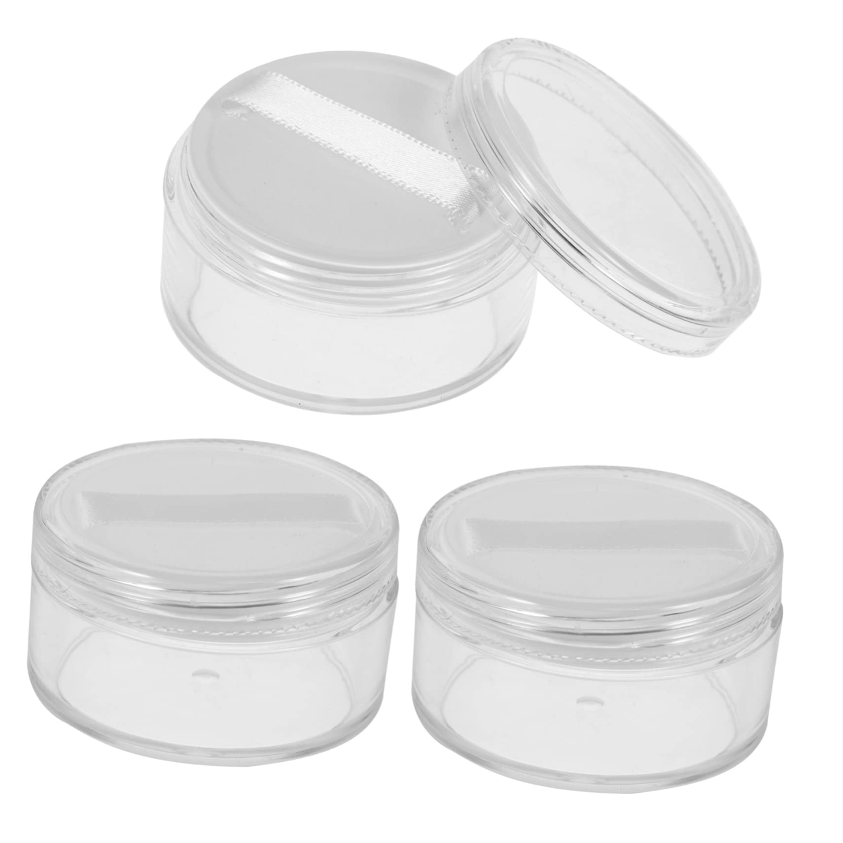 Beavorty 3-Piece Clear Makeup Powder Case Set - Travel-Friendly Empty Loose Powder Jars & Body Powder Containers with Dispenser | Perfect for Makeup Organization, Travel Essentials & Cosmetic Storage