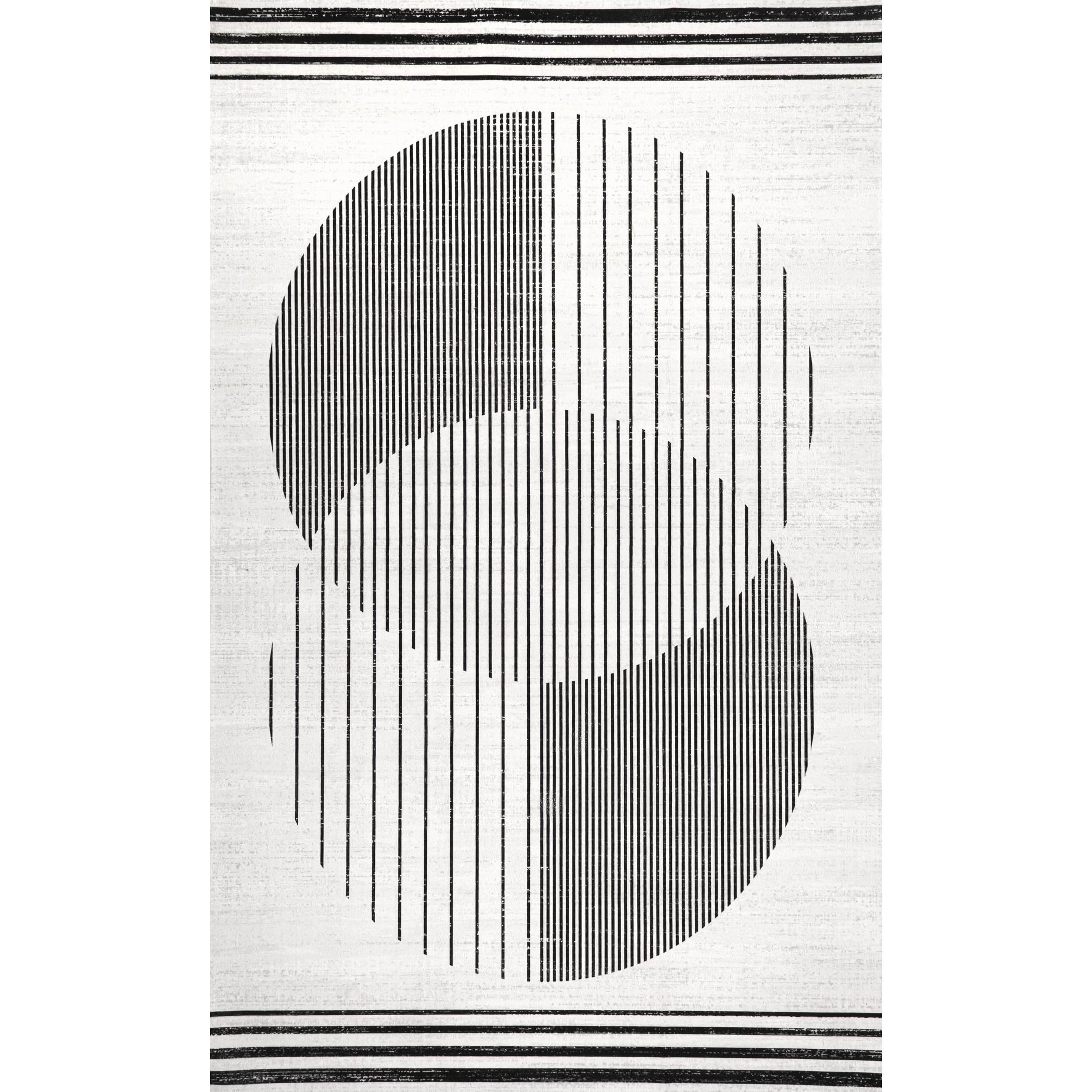 nuLOOM Leah Washable Geometric Moon Phase Ultra Thin Area Rug 8x10 Grey - Perfect for Living Room, Bedroom & Dorm Decor