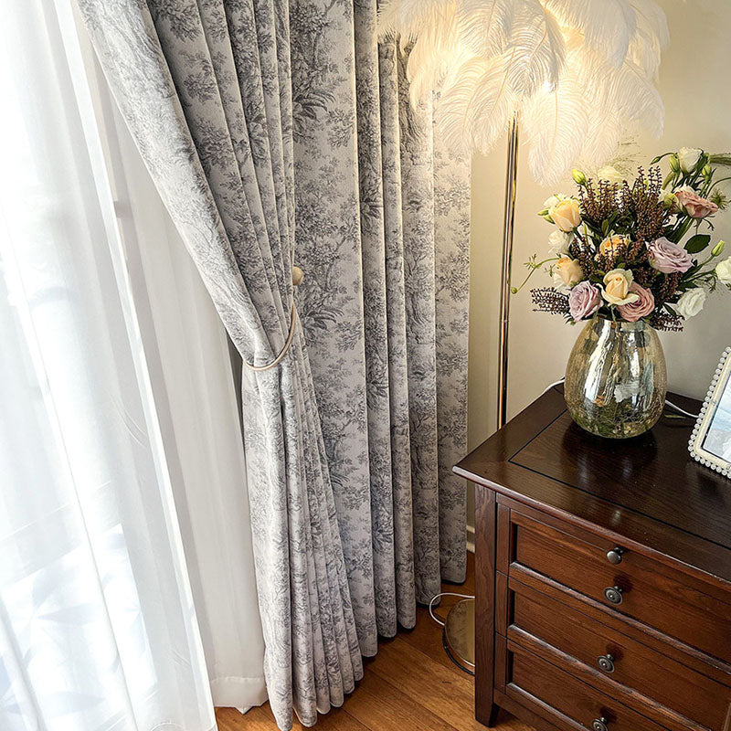 Vanessa Chenille Deer in the Forest Jacquard Blackout Custom Curtains - Thermal Insulated Window Drapes for Living Room & Bedroom