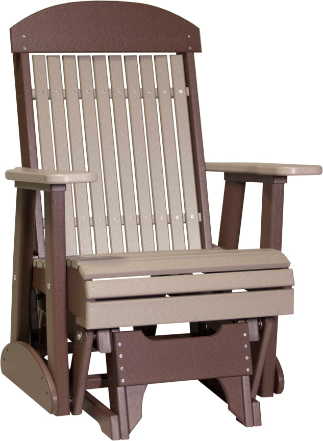 LuxCraft 2-Foot Classic Wooden Porch Glider Swing - Outdoor Patio Furniture for Relaxing in Garden, Deck, or Backyard