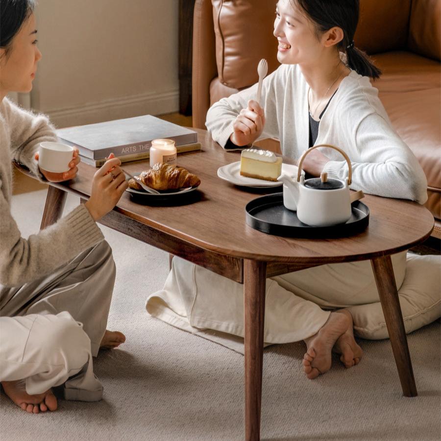 Premium Black Walnut Solid Wood Coffee Table - Modern Living Room Furniture for Capsule Apartments & Small Spaces - Perfect for Coffee, Reading & Relaxing