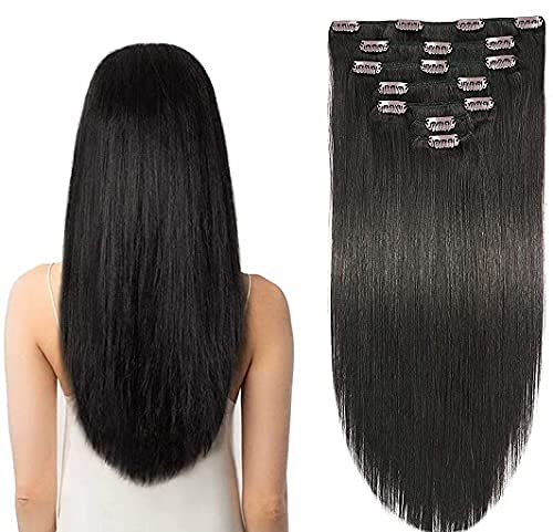 Boxo 7-Piece Clip-In Hair Extensions for Women & Girls - Straight Dark Brown 16 Clips for Added Volume & Length | Perfect for Daily Styling, Special Occasions & Instant Hair Transformation