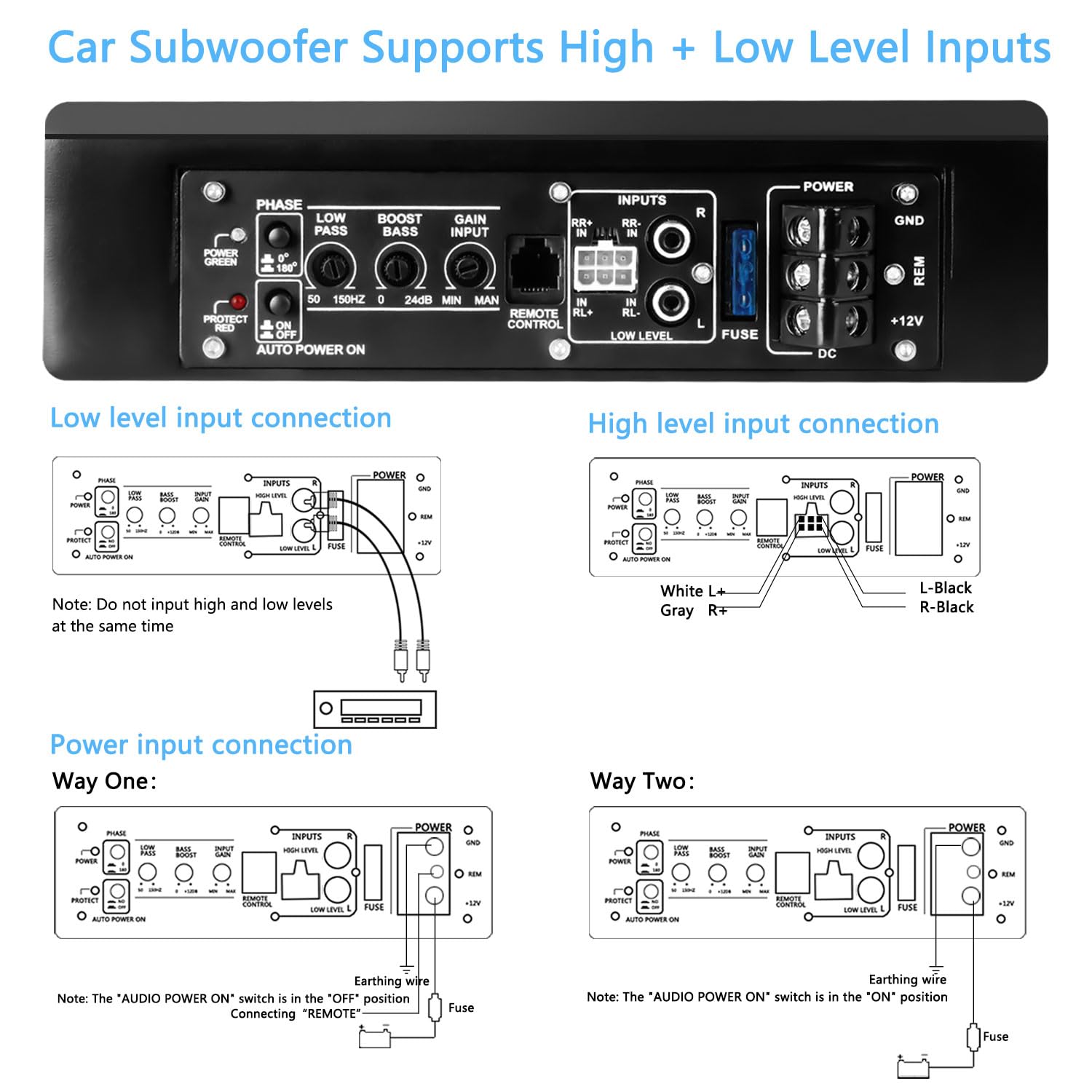 10 Inch 800W Slim Under Seat Powered Car Subwoofer with Built-in Amplifier & Blue LED Lights - High Performance Bass for Cars & Trucks - Perfect for Road Trips, Music Lovers & Enhanced Audio Experience