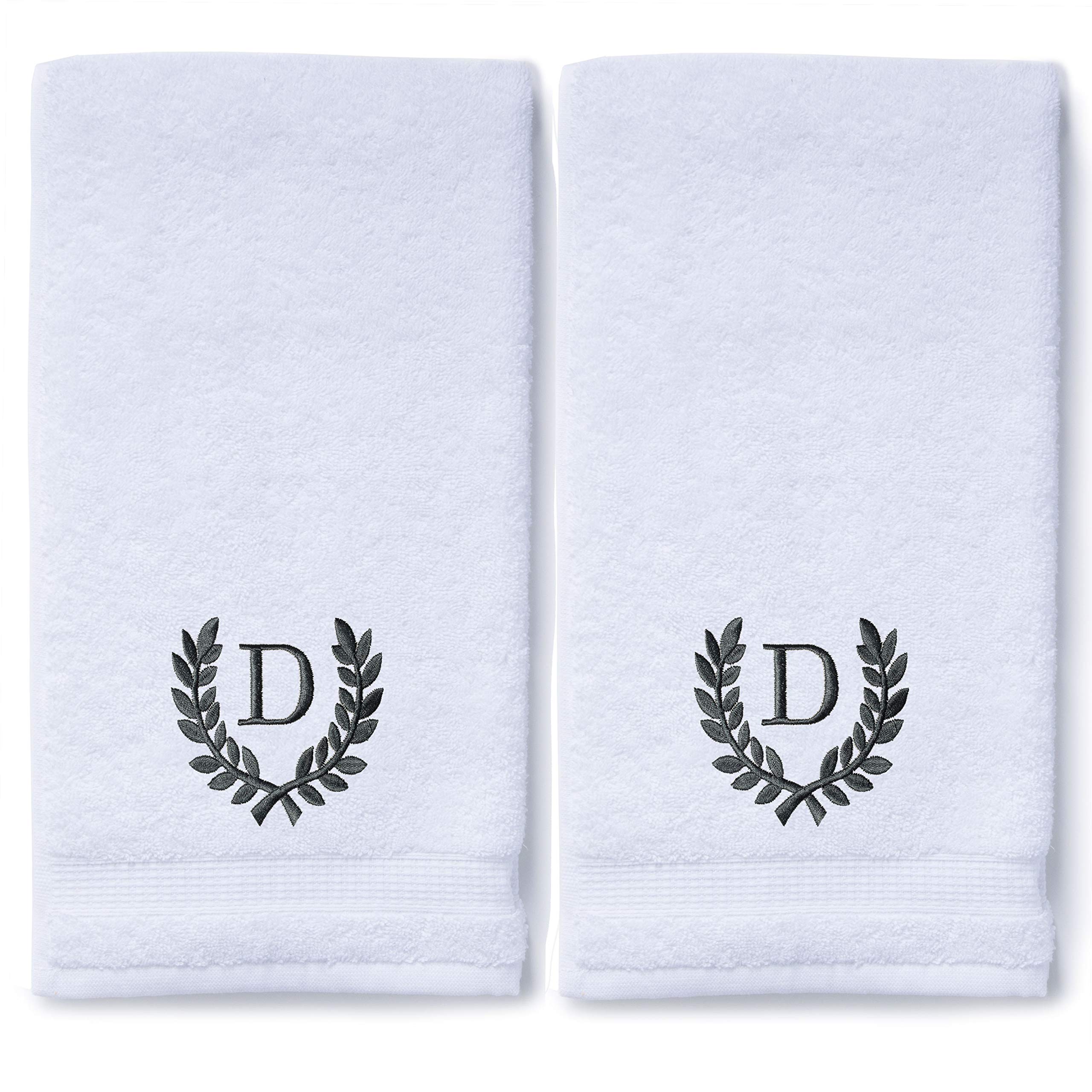 Personalized Monogrammed Hand Towels Set of 2 - Luxury Turkish Cotton 16x30 Inch for Bathroom, Kitchen & Spa | Custom Wedding Gift with Roman Font | Oversized Decorative Towels for Bridal Shower, Makeup & Home Decor