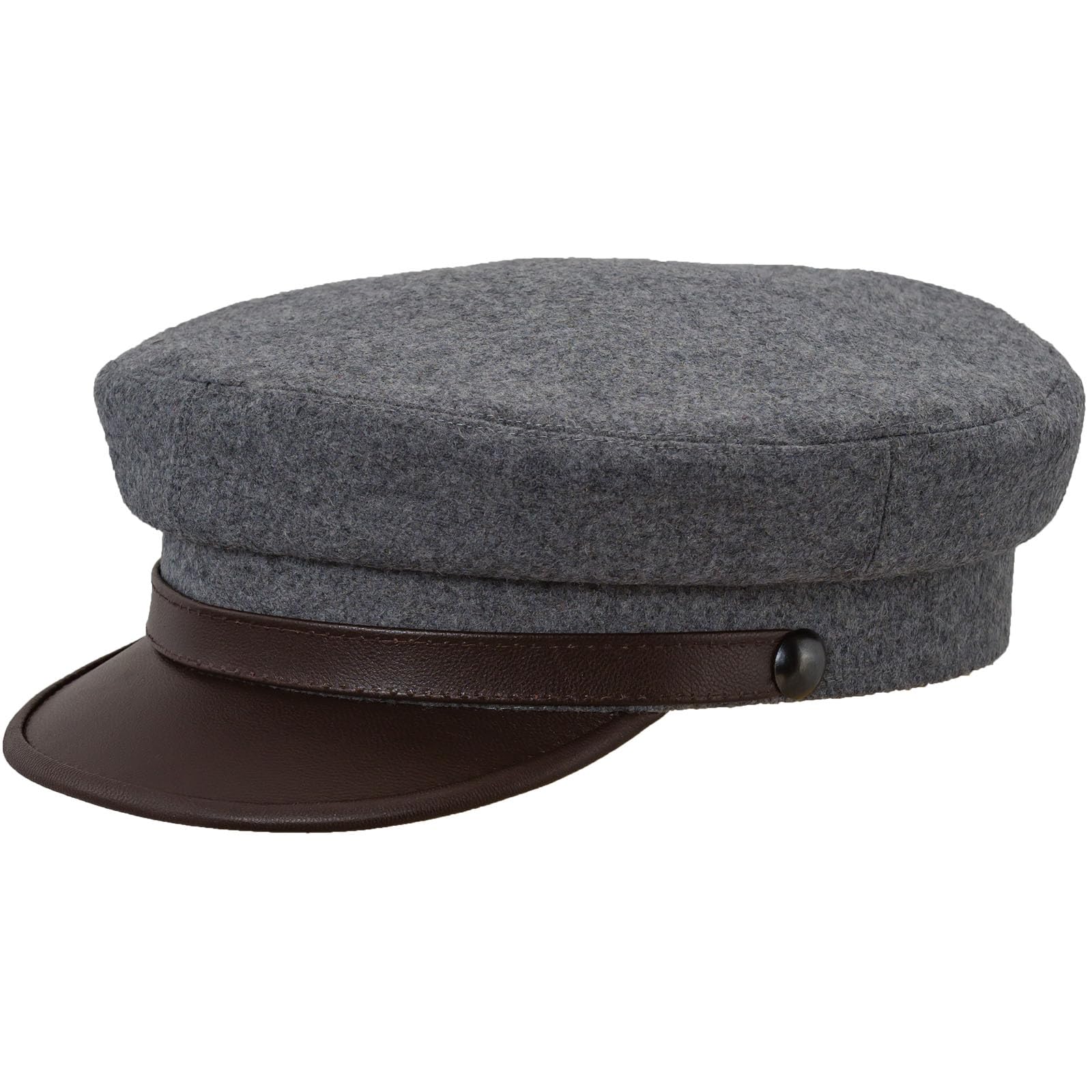 Sterkowski Maciejowka Model 4 Wool Fiddler Cap - Warm Greek Style Hat with Leather Visor for Men & Women | Breathable Winter Beanie for Outdoor Activities, Music Festivals & Casual Wear
