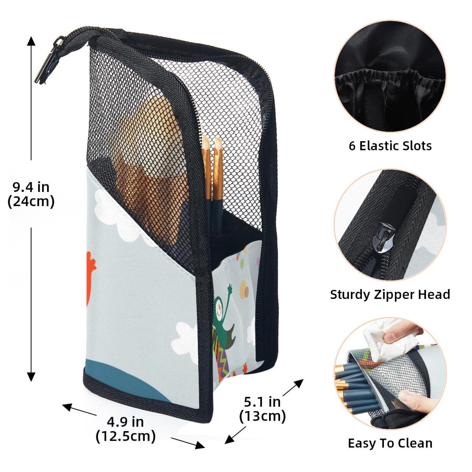 Portable Elephant Nose Makeup Brush Organizer Bag with 12 Slots - Cute Cartoon Design Cosmetic Brush Holder Case for Travel, Home & Professional Makeup Artists