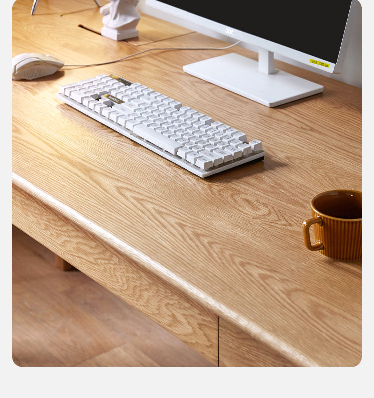 Premium Solid Oak & Ash Wood USB Office Desk - Modern Home & Workspace Furniture for Productivity & Organization | Perfect for Remote Work, Study & Office Setup