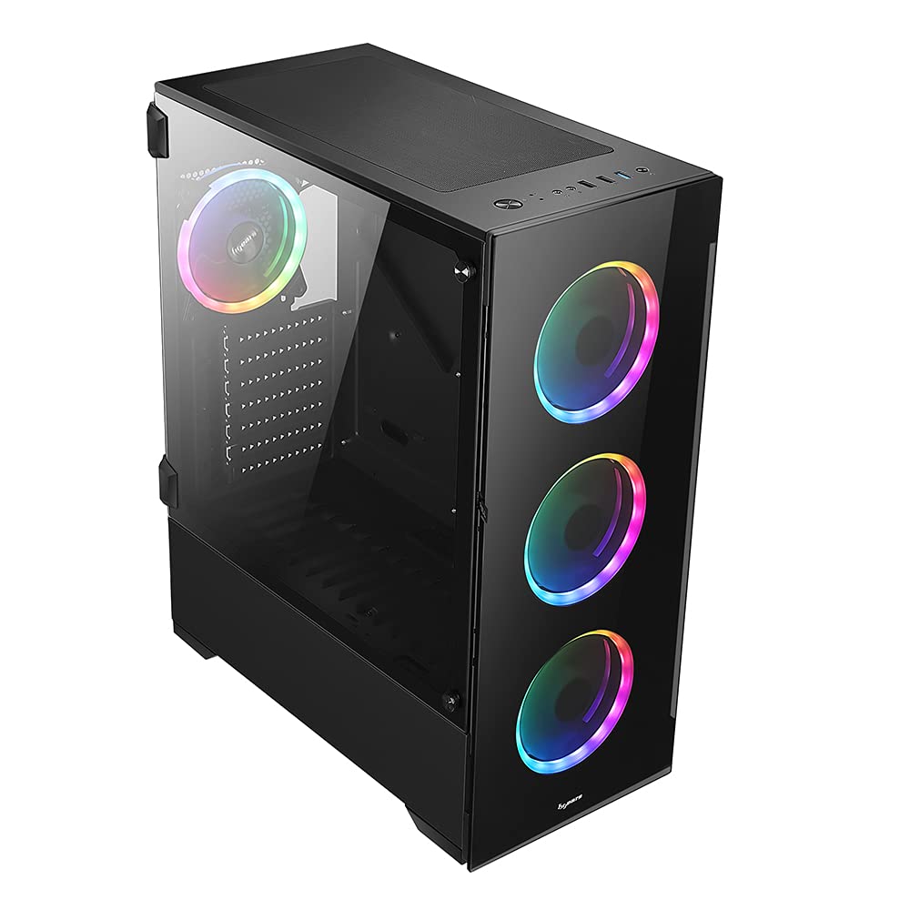 Bgears b-Voguish Gaming PC Case - ATX Mid Tower with Tempered Glass, USB 3.0 Ports, Supports E-ATX/ATX/mATX/ITX Motherboards (Fans Not Included) - Perfect for Gaming Rigs, Workstations & Custom PC Builds