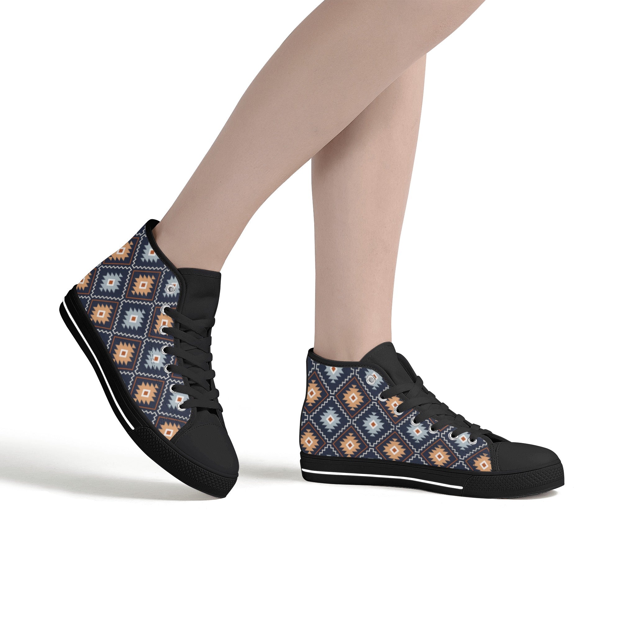 Women's High Top Canvas Shoes - Southwestern Print River Canyon Style - Perfect for Casual Wear, Hiking & Outdoor Adventures