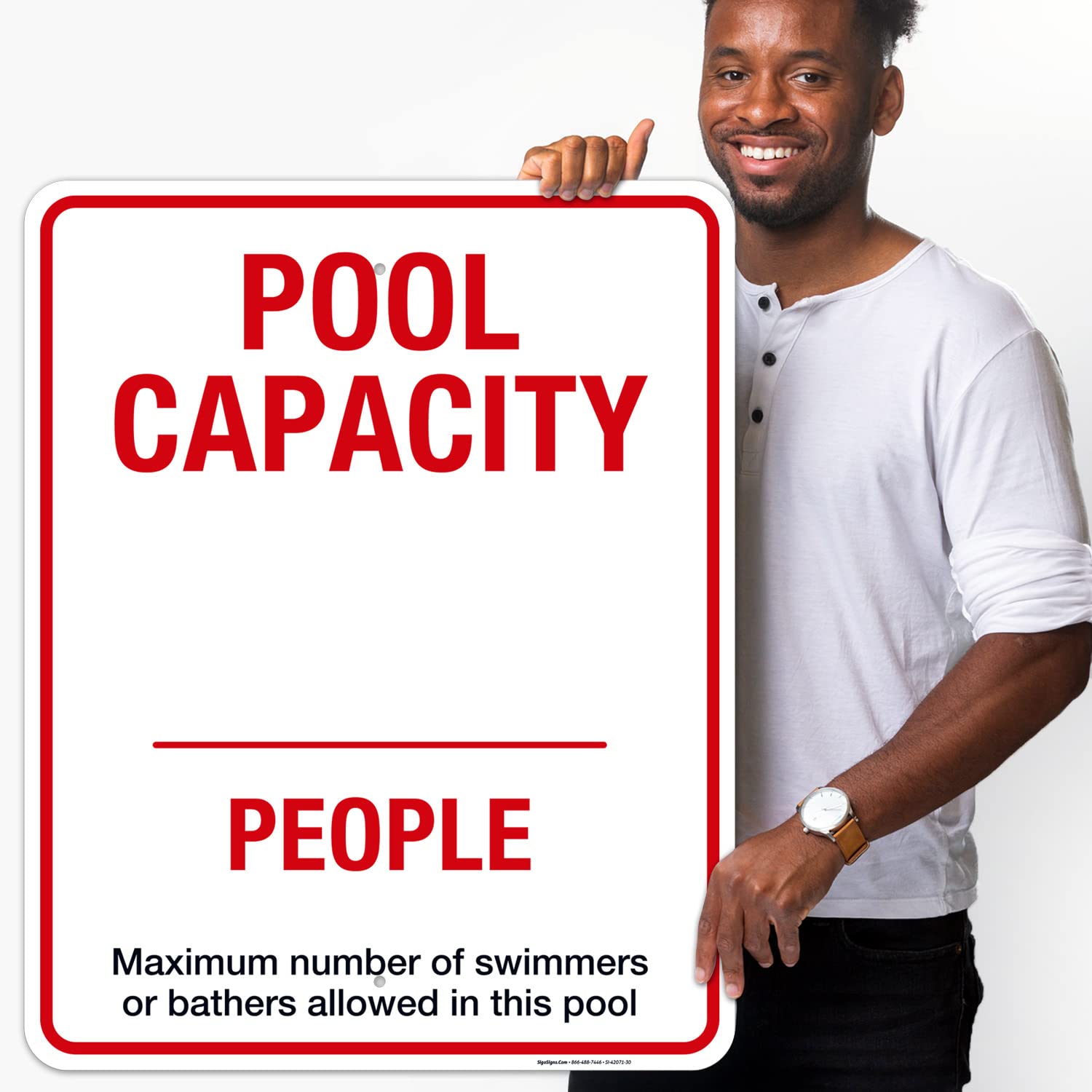 Pool Capacity Sign - 24x30 Inches Rust-Free .063 Aluminum Fade-Resistant Safety Sign | Made in USA | Perfect for Public Pools, Water Parks & Community Centers