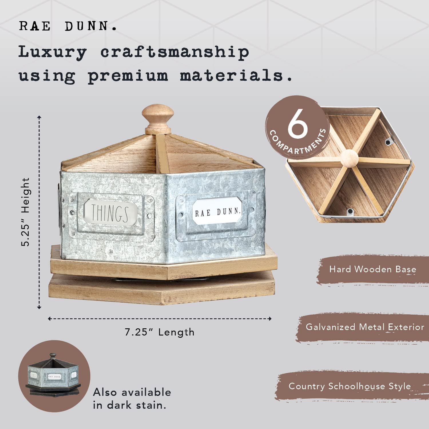 Rae Dunn Spinning Metal Pencil Holder Cup - 6 Compartment Desktop Organizer for Pens, Office Supplies & School Accessories - Perfect for Home, Office, Classroom & Work Desk - Round Design - Ideal for Organizing Stationery, Art Supplies & Desk Essentials