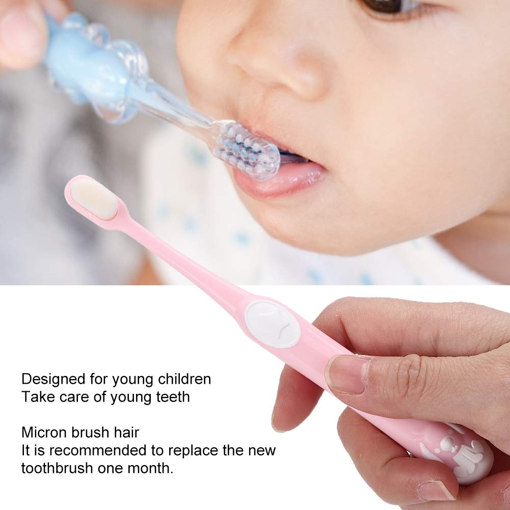 HURRISE Extra Soft Kids Toothbrush - Gentle Silicone Tongue Brush for Sensitive Teeth & Gums - Manual Children's Toothbrush for Baby Oral Care - Pink (Perfect for Daily Brushing & Travel)