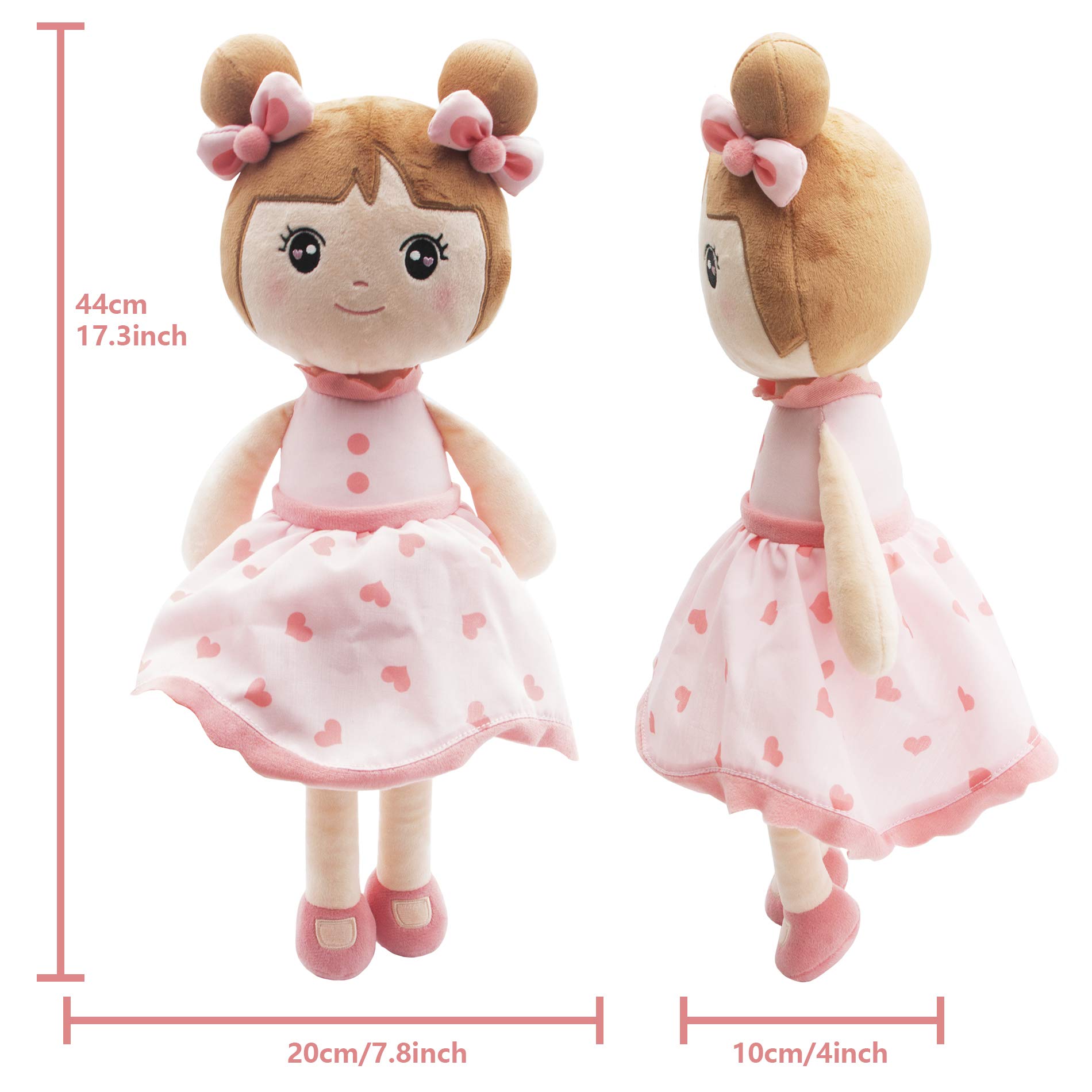 Maxshop 17'' Super Soft Plush Doll - Cute Baby Girl Stuffed Animal Toy with Gift Box (Pink) | Perfect Birthday Gift, Nursery Decor & Cuddly Companion