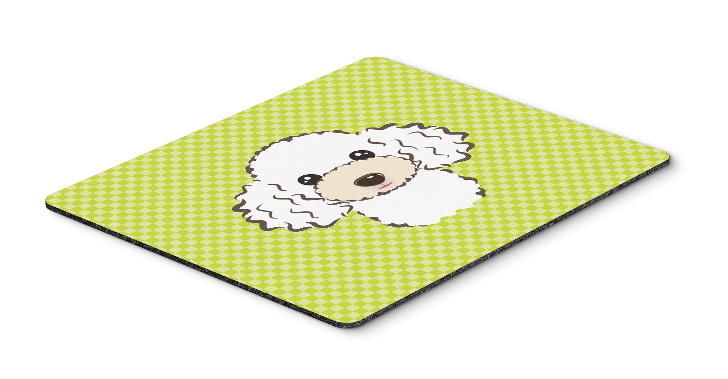 Checkerboard Lime Green White Poodle Mouse Pad - Large Washable Non-Slip Desk Mat for Home Office, Gaming & Computer Work | Heat-Resistant Hot Pad & Trivet for Kitchen Use