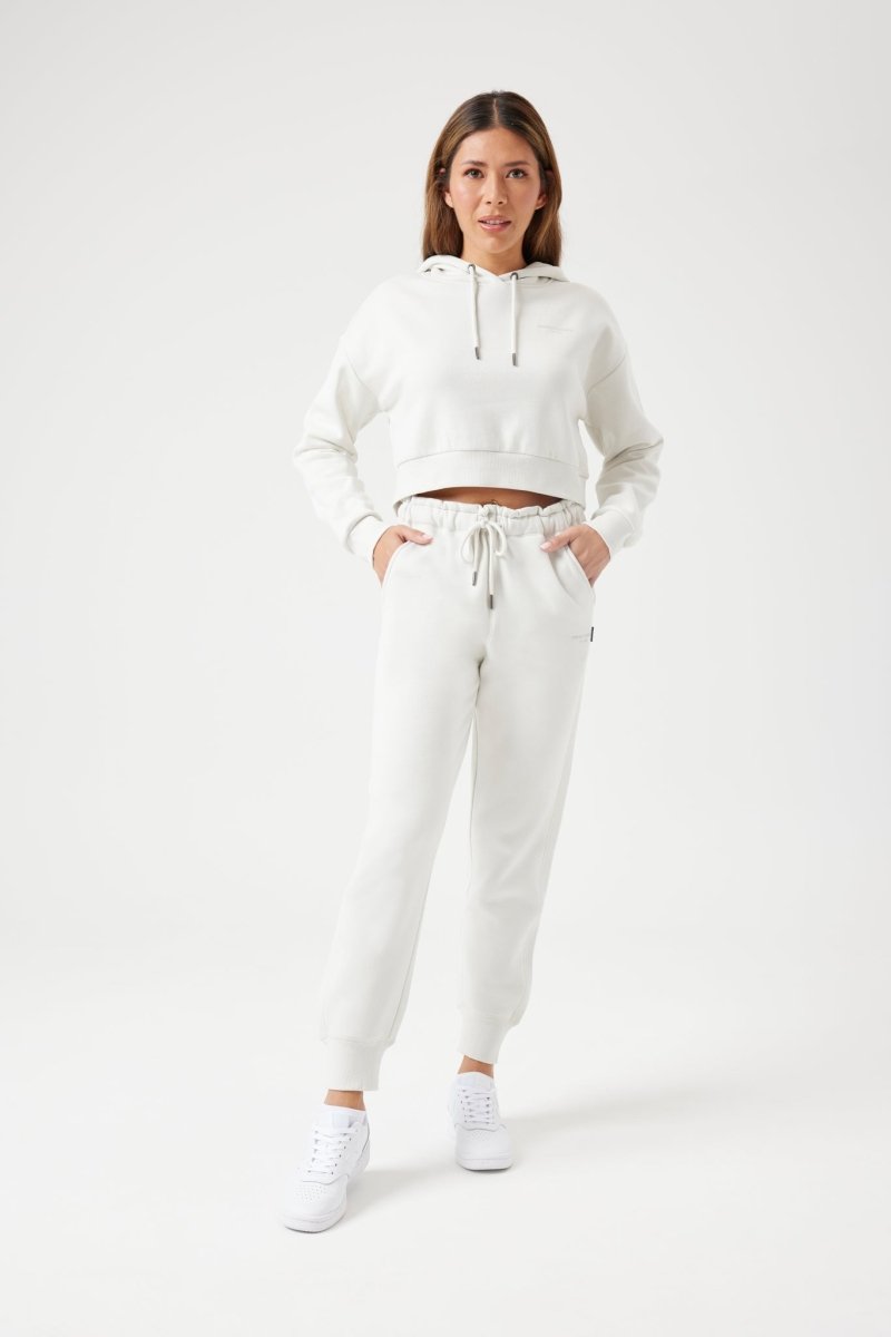 INSPORT Women's Carla Cropped Silver Hoodie - Stylish & Comfortable Zip-Up Jacket for Gym, Running & Casual Wear