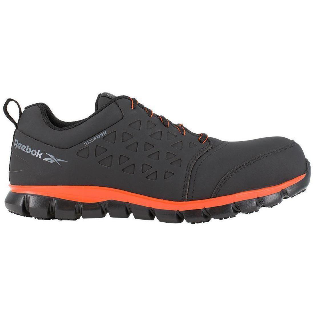 Sublite Cushion Composite Toe Athletic Work Shoes for Men - Lightweight Safety Shoes with Shock Absorption, Black/Orange - Perfect for Construction, Warehouse & Industrial Work