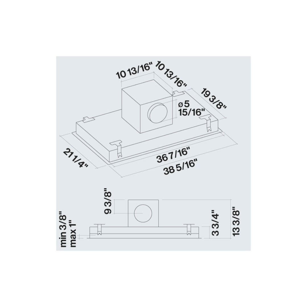 Falmec Stella 600 CFM Flush Mount Ceiling Range Hood - Powerful Kitchen Ventilation with Size Options (FDSTE) | Perfect for Modern Kitchens, Open Concept Homes & Smoke-Free Cooking