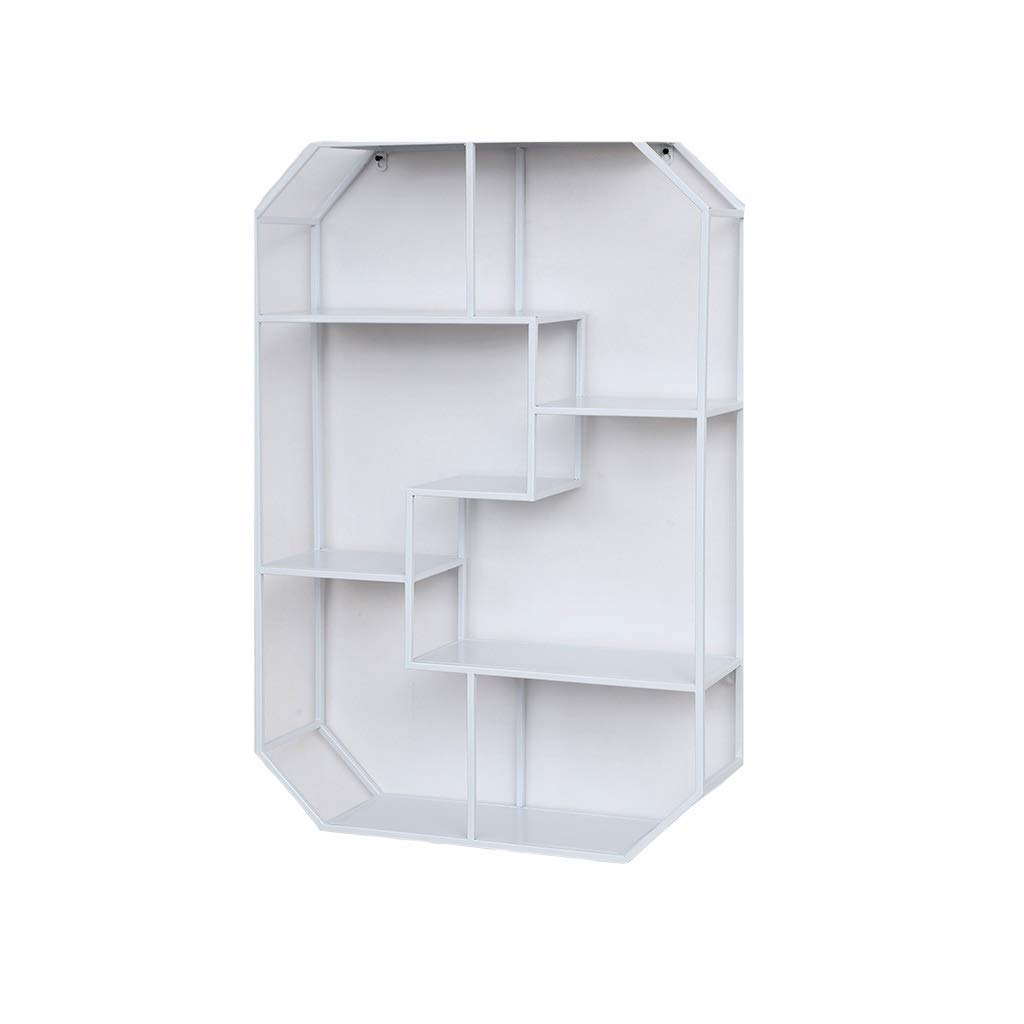 White Floating Wall Shelf - Modern Lattice Design for Bedroom, Living Room & Kitchen Storage | Wall Mounted Cabinet & Wine Rack | Space-Saving Home Organization Solution (Color: White, Size B)