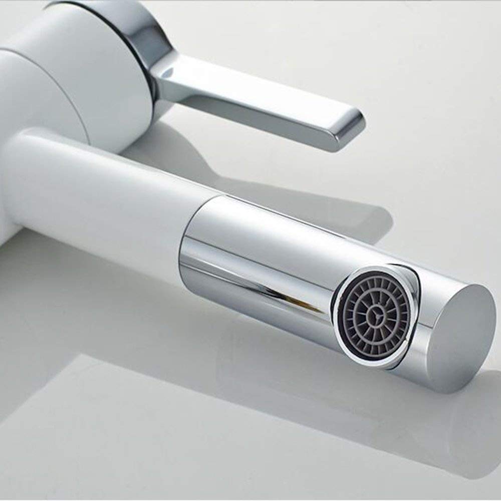 360° Rotatable Single Lever Bathroom Sink Faucet - Elegant White European Design Countertop Basin Mixer Tap for Bathroom & Kitchen (H:30cm) - Perfect for Modern Homes, Apartments, and Renovation Projects