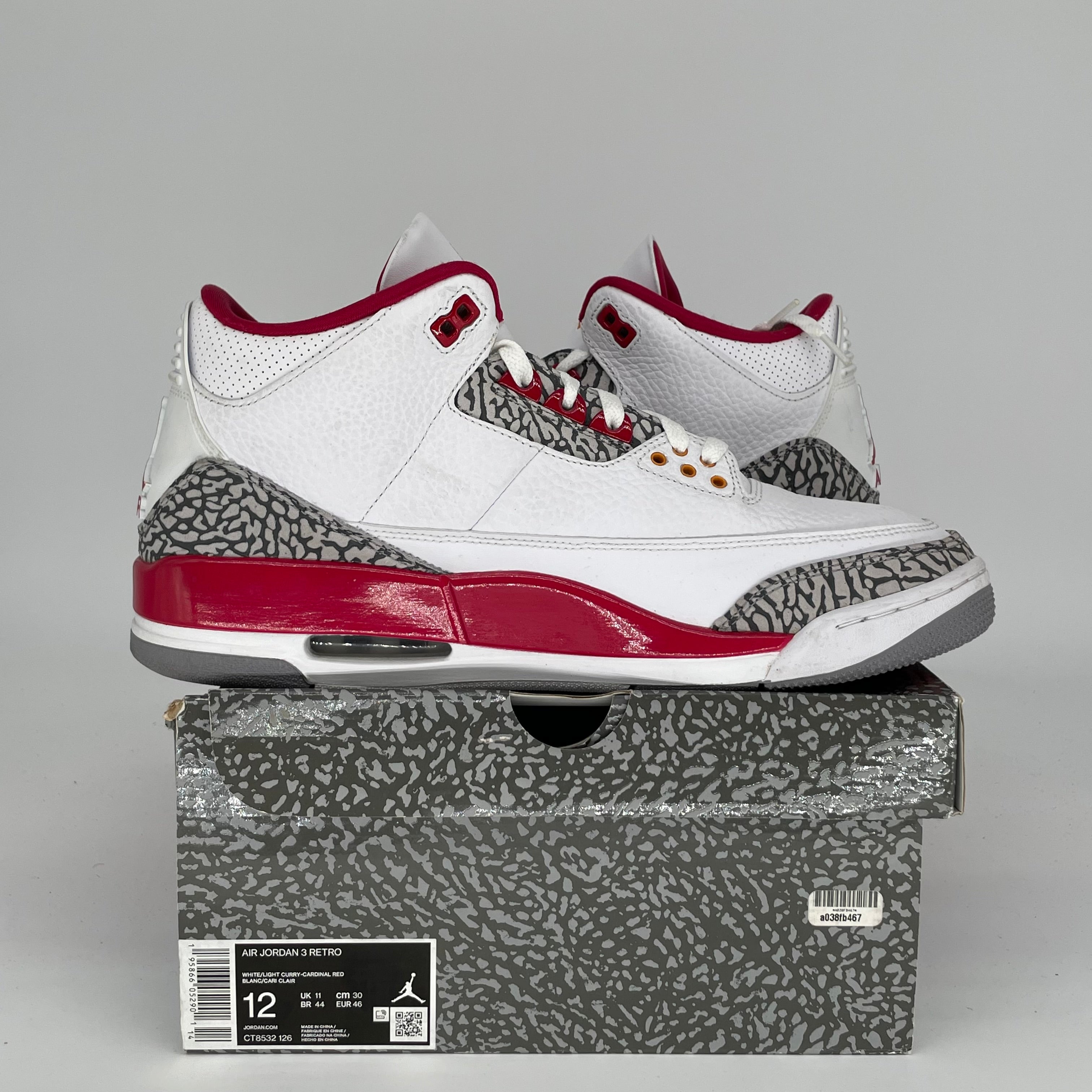 AIR JORDAN 3 CARDINAL Men's Basketball Shoes Size 12 - Retro Style Sneakers CT8532-126 | Perfect for Streetwear, Casual Outfits & Basketball Games