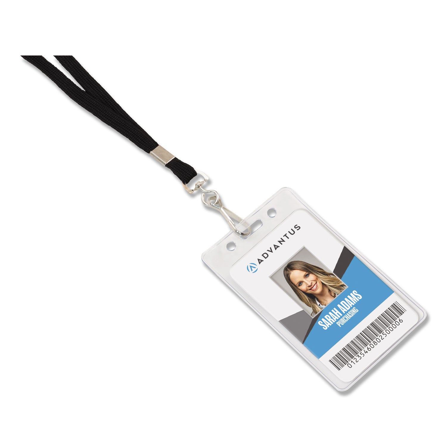 Advantus Premium Black Deluxe Lanyard with Metal J Hook Fastener - 36 Inch Adjustable Neck Strap for ID Badges, Keys & Work Security (Office, School, Events)