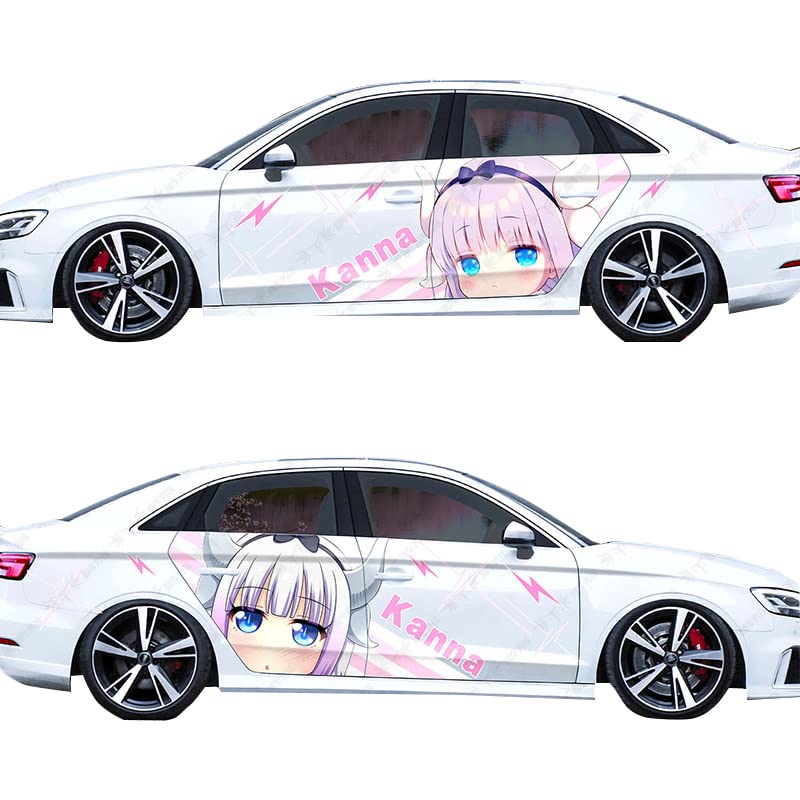 FWAHB Kanna Kamui Anime Stickers - Miss Kobayashi's Dragon Maid Cartoon Waterproof Vinyl Decals for Cars, Laptops, Doors & Windows - Scratch Cover & Decorative Stickers for Anime Fans & Car Enthusiasts
