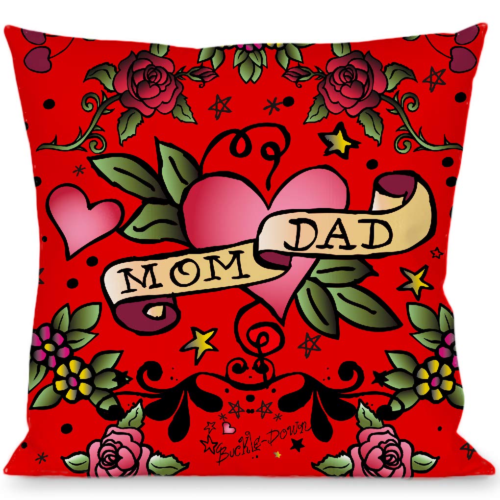 Decorative Throw Pillow for Mom and Dad - Soft Red Cushion for Sofa, Bed, or Living Room Decor