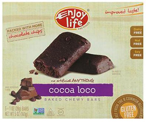 Enjoy Life Cocoa Loco Snack Bars - All Natural, Gluten Free, Vegan, Non-GMO (Pack of 5 - 1 oz Bars) | Perfect for On-the-Go Snacking, Lunchboxes & Healthy Treats