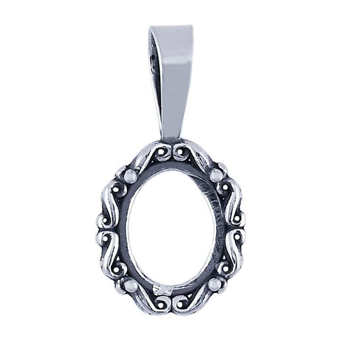 10x8mm Sterling Silver Oval Cameo & Cabochon Pendant Setting - 925 Silver Jewelry Mounting for Necklace Making - Perfect for DIY Jewelry, Gifts & Vintage Style Accessories