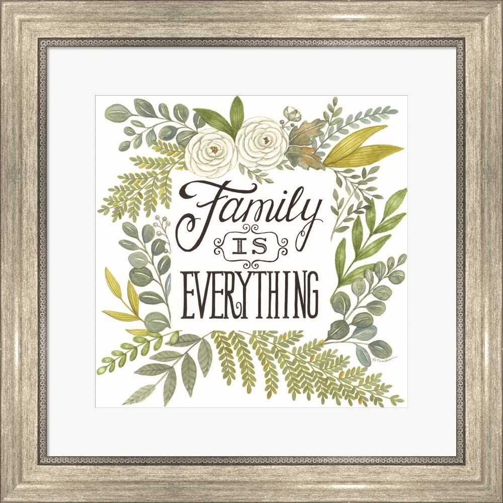 Family is Everything by Deb Strain - 19x19 Inch Framed Art Print with Silver Scoop Frame - Perfect for Living Room, Bedroom & Home Decor