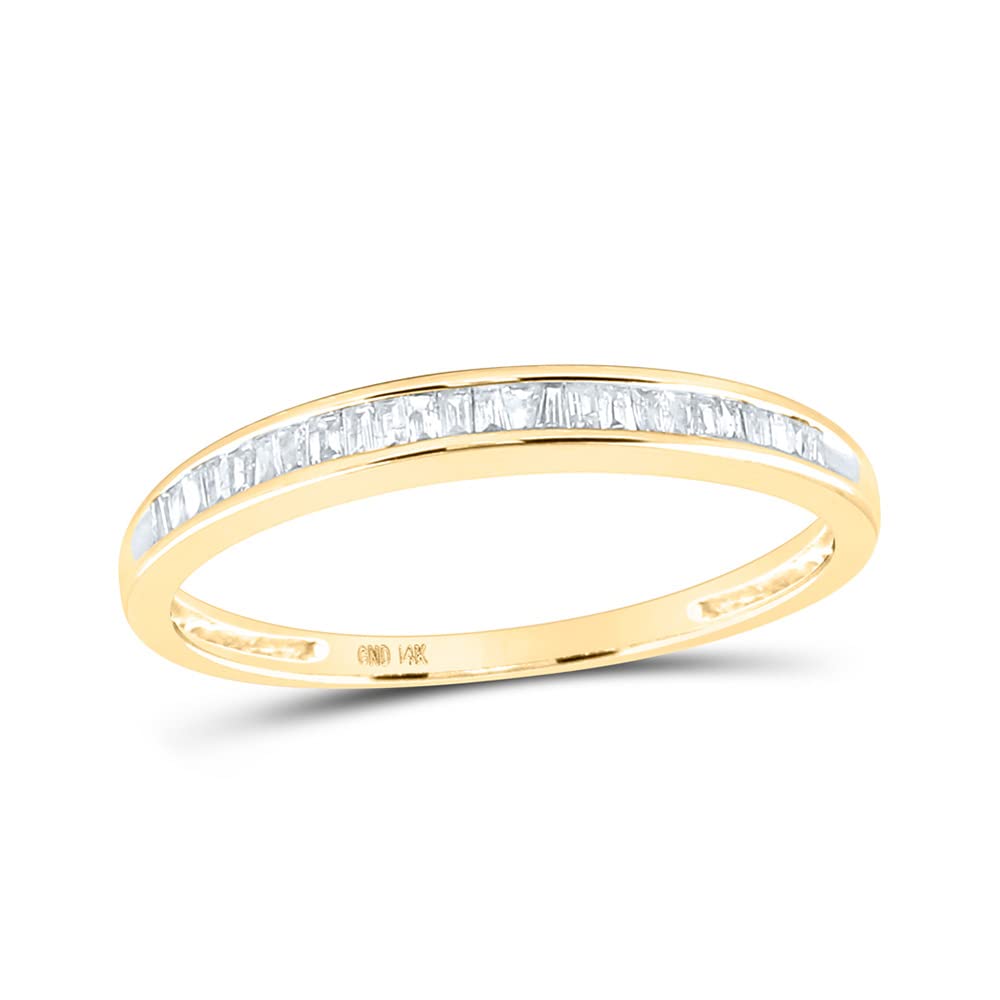 14Kt Yellow Gold Women's Baguette Diamond Wedding Anniversary Band Ring - 1/6 Cttw, Elegant Stackable Ring for Bridal, Engagement, or Everyday Luxury Jewelry