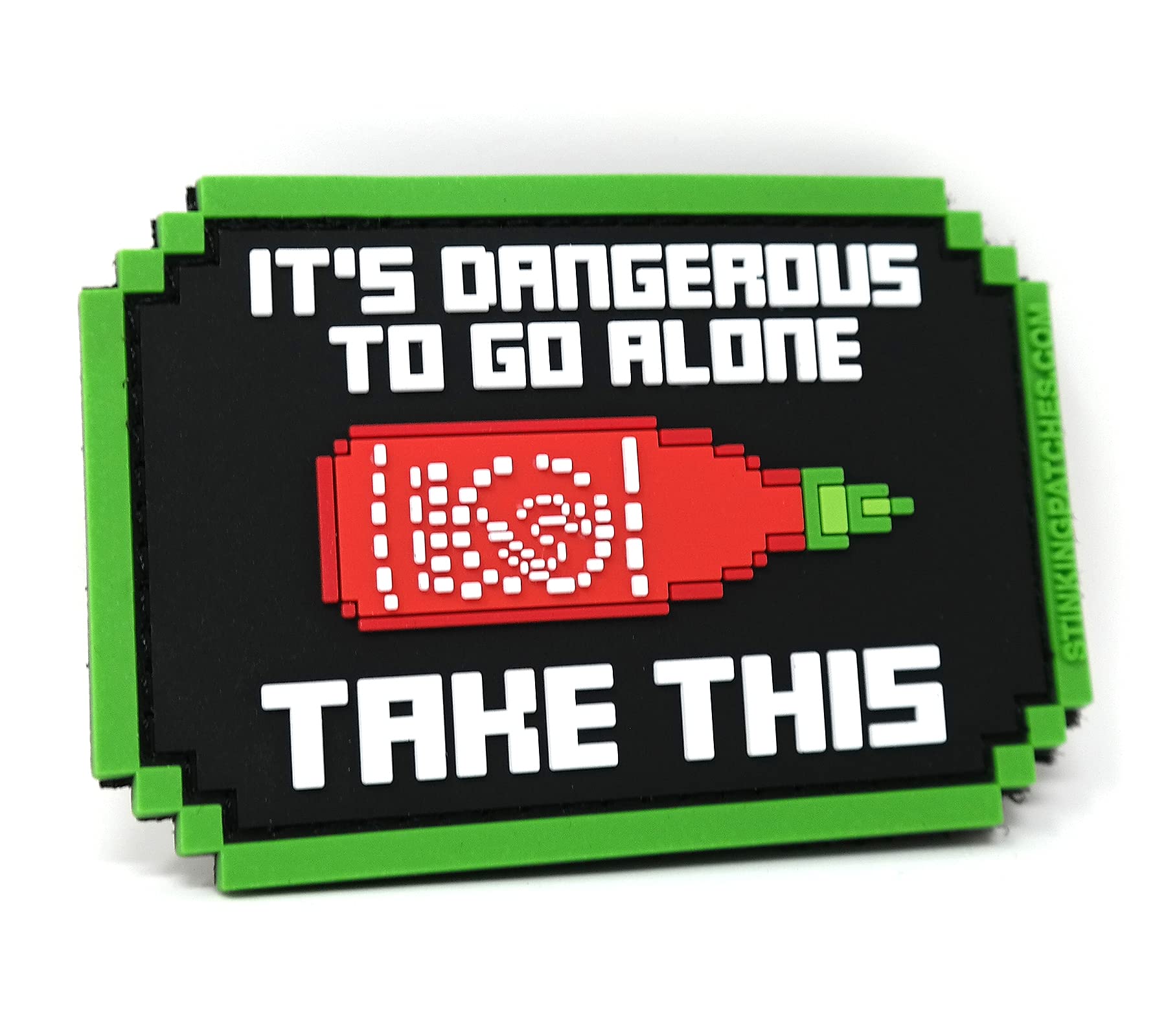 Funny It's Dangerous to Go Alone Hot Sauce PVC Patch - Tactical Hook and Loop Patch for Backpacks, Jackets & Gear - Perfect for Gamers, Outdoor Enthusiasts & Hot Sauce Lovers