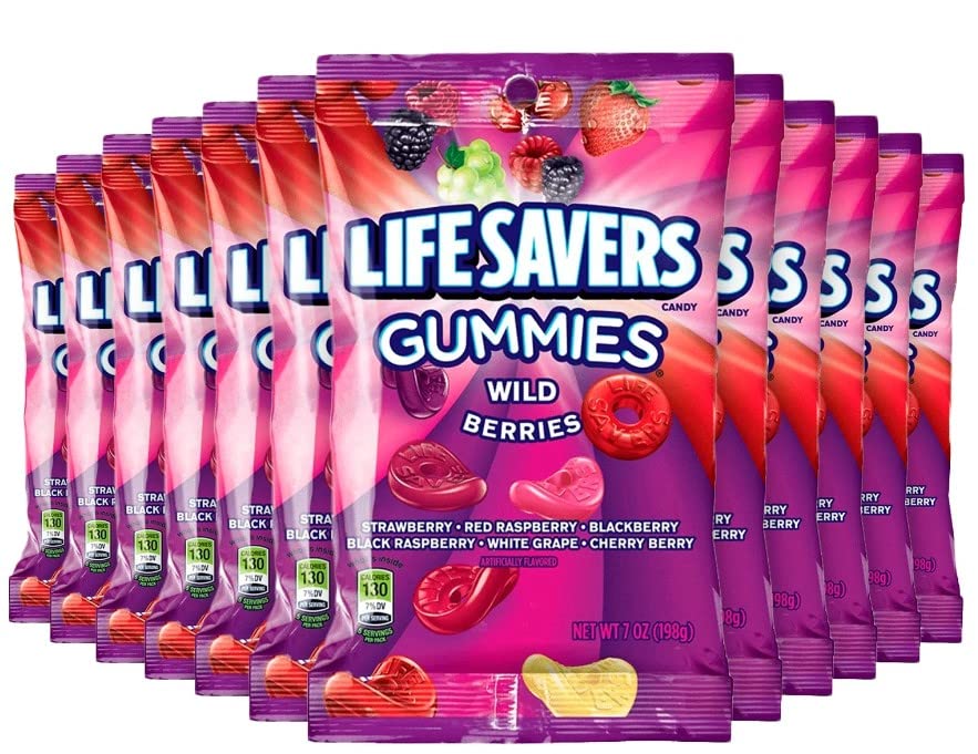 LIFE SAVERS Wild Berry Gummy Candy - 12 Pack (7 oz Each) | Gluten Free Bulk Snacks for Kids & Adults | Variety Pack of Fruit Flavored Jelly Treats | Perfect for Lunchboxes, Parties, Movie Nights & Office Snacks