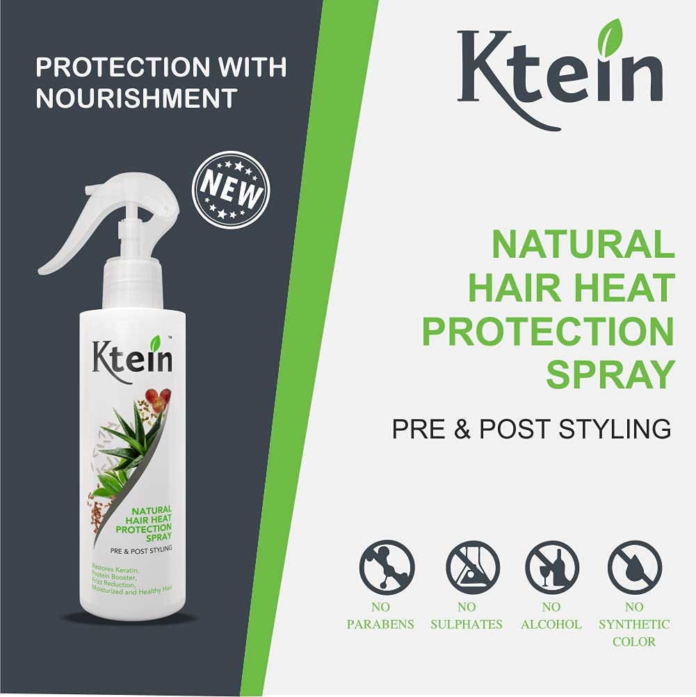 Ktein Natural Hair Heat Protection Spray (HP 200) - Thermal Shield for Styling, Blow Drying & Flat Ironing - Vegan & Cruelty-Free Hair Care for Damaged & Color-Treated Hair