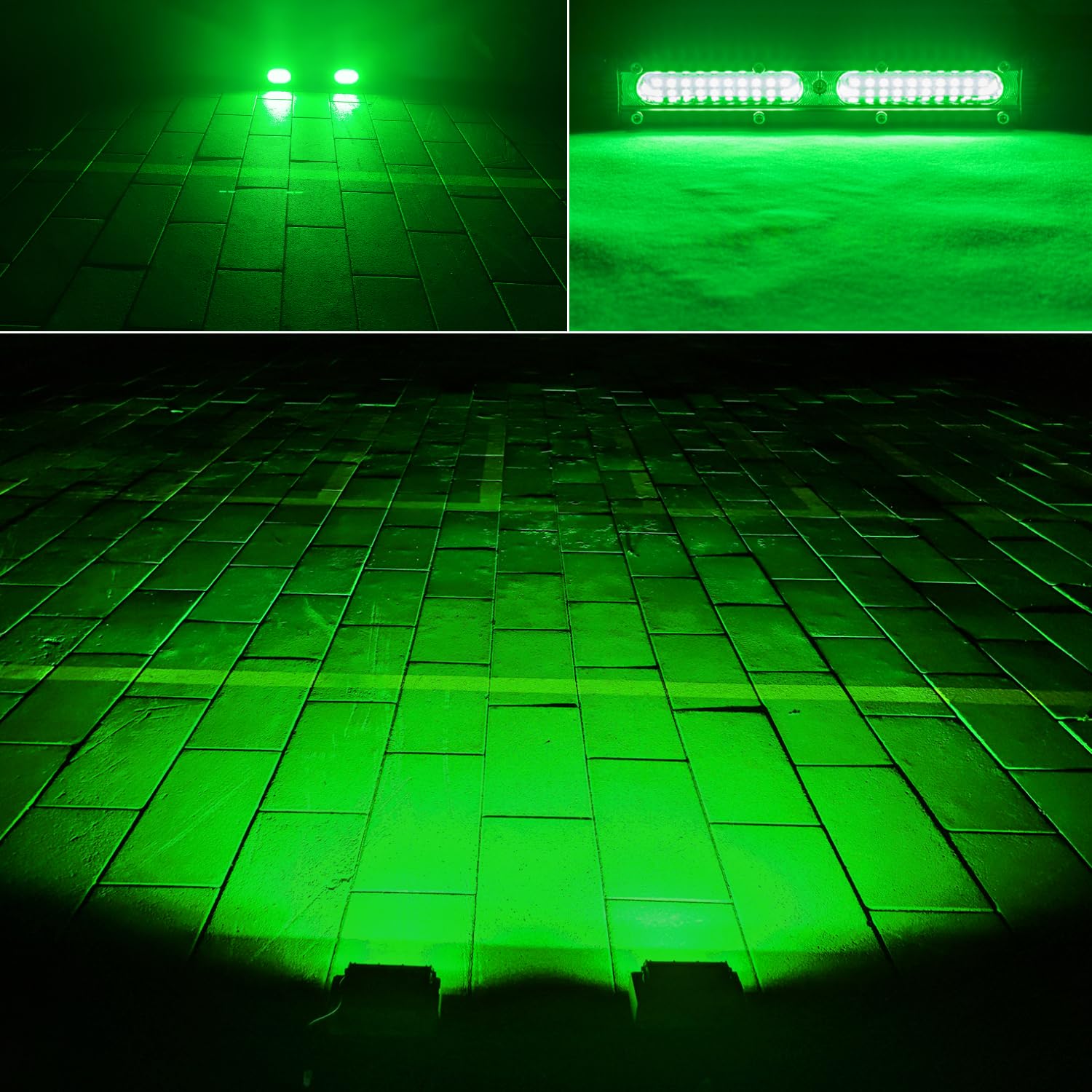 Ultra Slim Single Row Green LED Offroad Driving Fog Light Bar - 2Pcs 7Inch Waterproof Auxiliary Work Lights for Trucks, Tractors, Boats & Cars - Perfect for Hunting, Fishing, Night Driving & Offroad Adventures