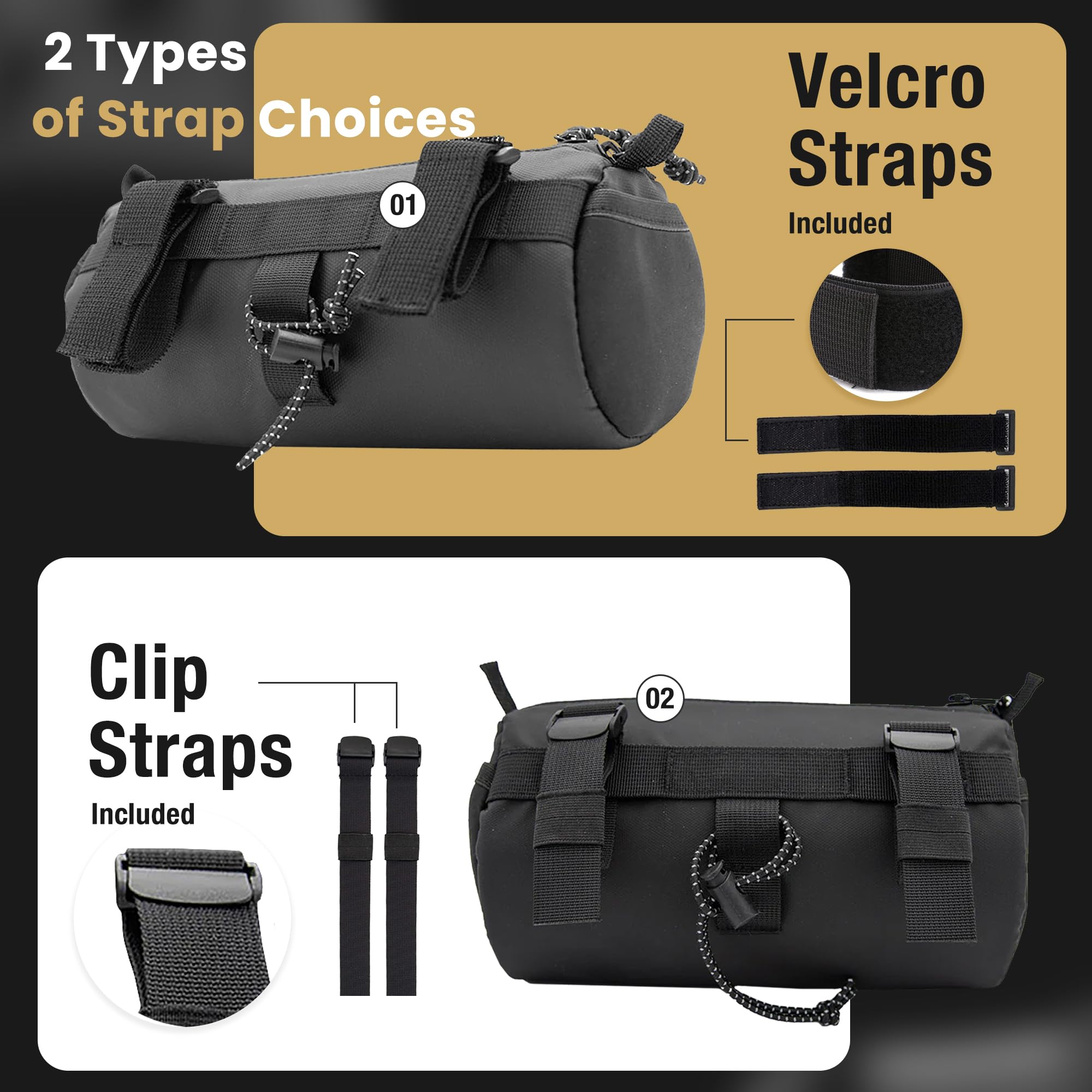 Lumiere & Co. Waterproof Bike Handlebar Bag - Front Bicycle Storage Pouch for Mountain & Road Bikes - Durable Cycling Accessories for Commuting, Touring & Outdoor Adventures