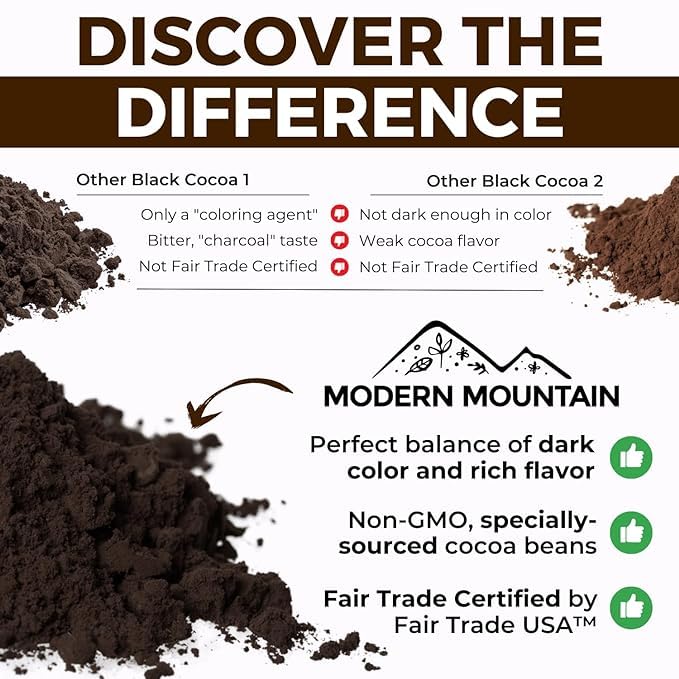 Black Cocoa Powder 8 oz - Extra Dark, Dutch-Processed, Unsweetened, Fair Trade Certified - Perfect for Dark Chocolate Baked Goods, Rich Flavor Enhancer, Natural Black Food Coloring Substitute - Ideal for Cakes, Cookies, and Desserts