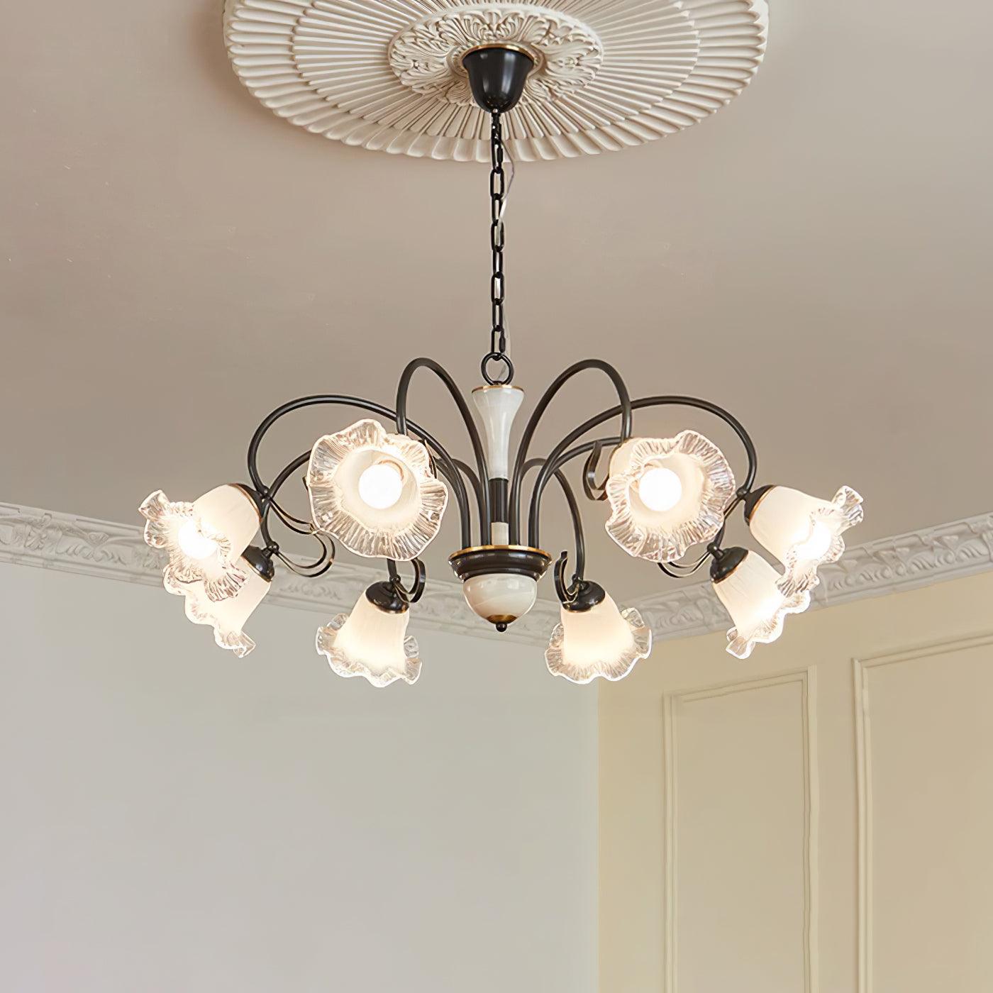 Elegant Luce Black Chandelier - Modern Crystal Ceiling Light Fixture for Dining Room, Bedroom & Living Room Decor