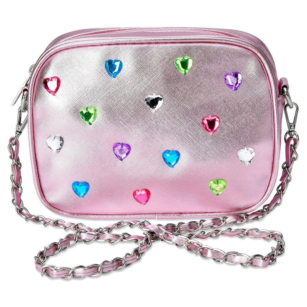 Iscream Heart Gem Crossbody Bag for Women - Elegant Rhinestone Purse with Adjustable Strap, Perfect for Parties, Dates & Evening Events
