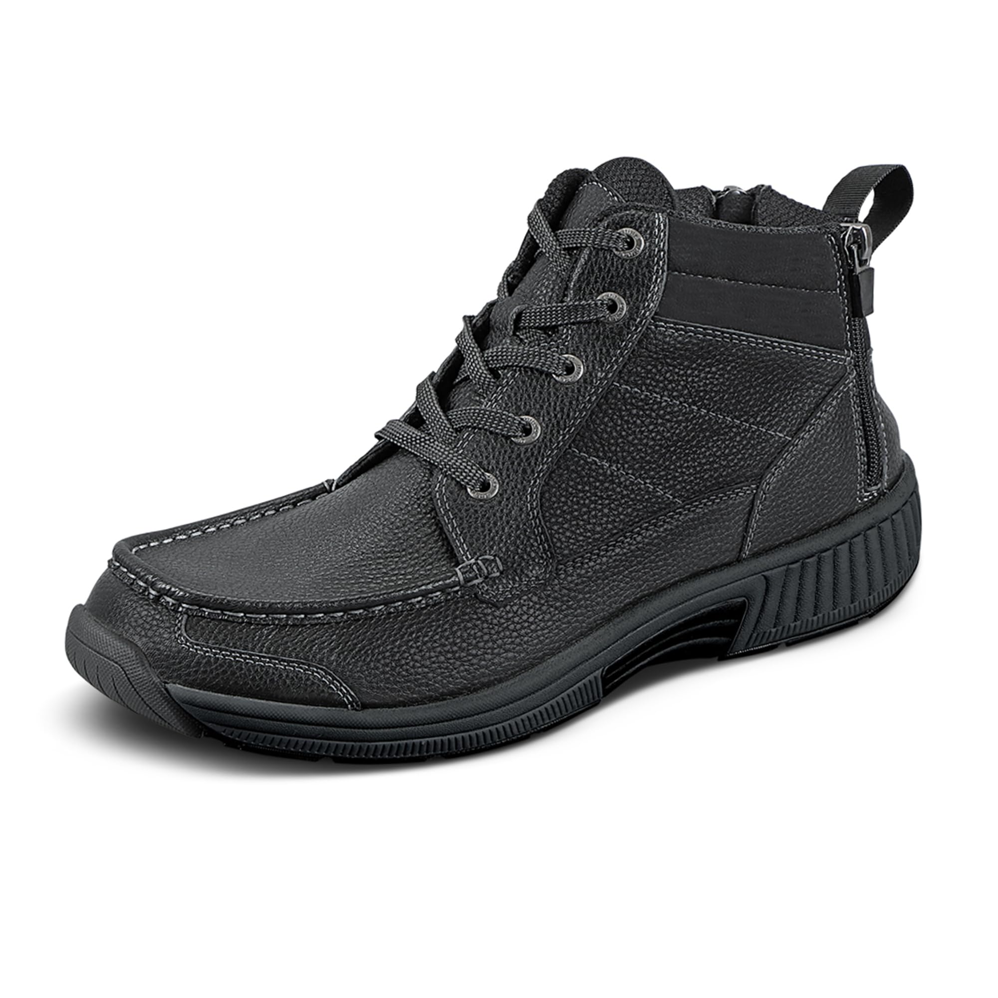 Orthofeet Men's Orthopedic Leather Ryder Boots - Comfortable & Supportive Diabetic Shoes for Walking, Hiking & Work - Wide Width Available