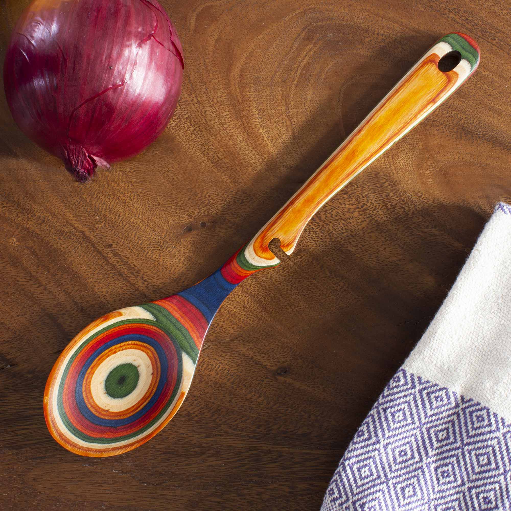 Baltique® Marrakesh Collection Wooden Notched Cooking Spoon - Perfect for Stirring, Serving & Measuring Ingredients in Moroccan & Mediterranean Cuisine