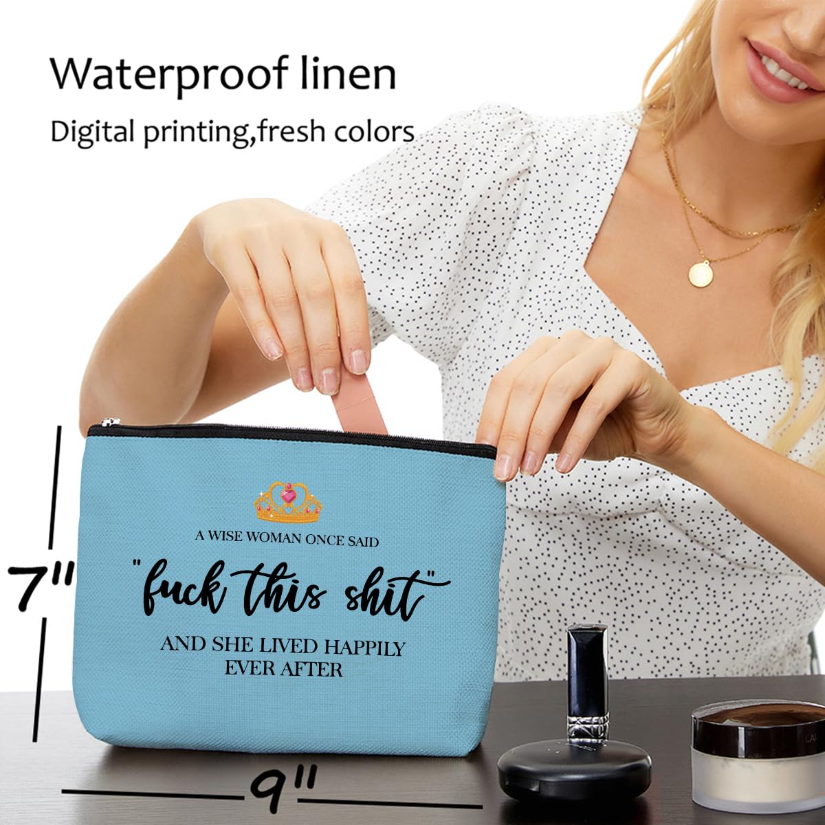 Funny Gifts for Strong Women - Retirement & Birthday Gift Ideas for Coworkers, Hostess & Boss - Inspirational Cosmetic Bag with Makeup Travel Accessories - Perfect for Office Parties, Retirement Celebrations & Travel Essentials