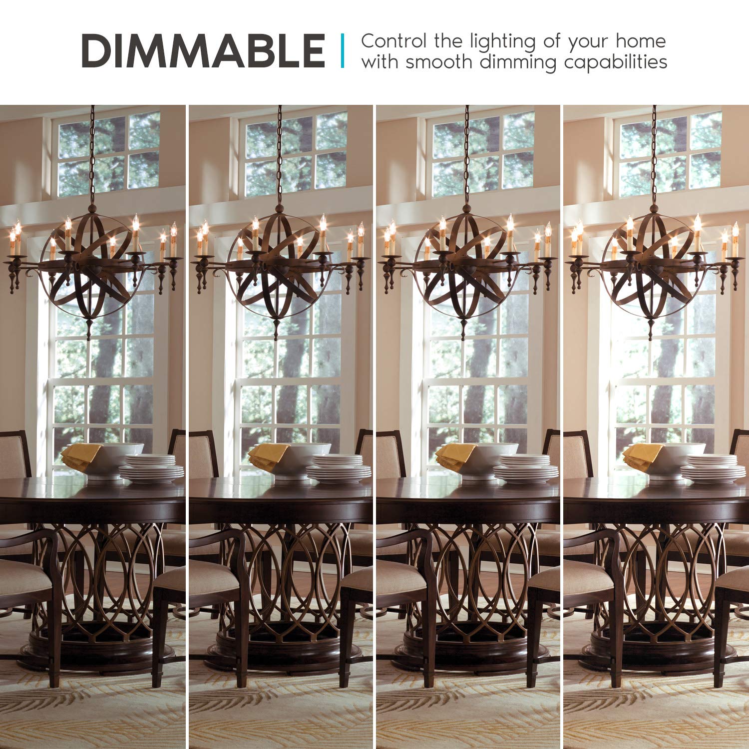 LUXRITE Vintage LED Candelabra Bulbs 60W Equivalent (5W) - 550 Lumens, 3000K Soft White, Dimmable, Clear Glass Filament - E12 Base Chandelier Light Bulbs (24 Pack) - Perfect for Dining Room Chandeliers, Wall Sconces & Vintage Style Fixtures