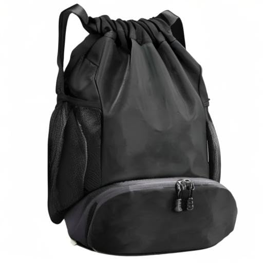 Best Soccer Backpack for Men & Women - Durable Gym, Basketball, Volleyball & Football Drawstring Bag with Ball Compartment (Black) - Perfect for Sports Practice, Travel & School