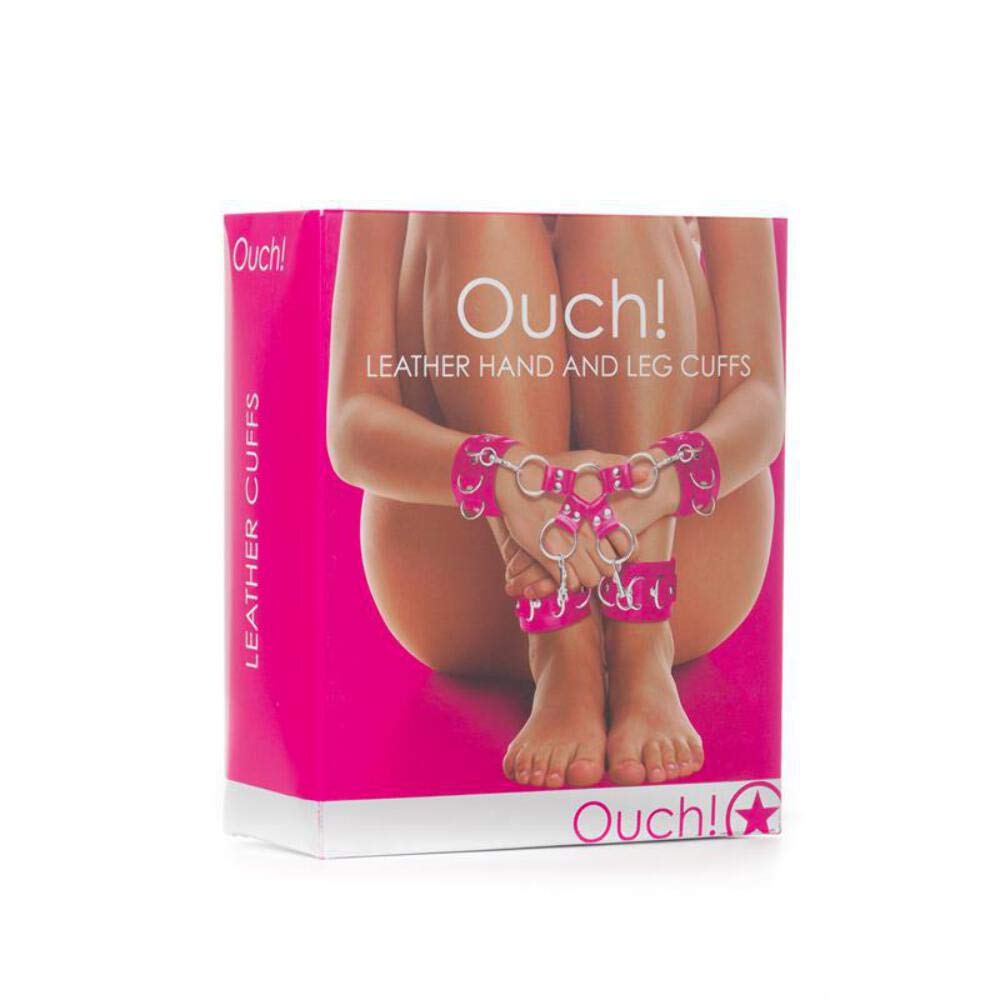 Pink Leather Handcuffs and Legcuffs - Soft Restraints for Couples, BDSM, Role Play & Spice Up Your Intimate Moments