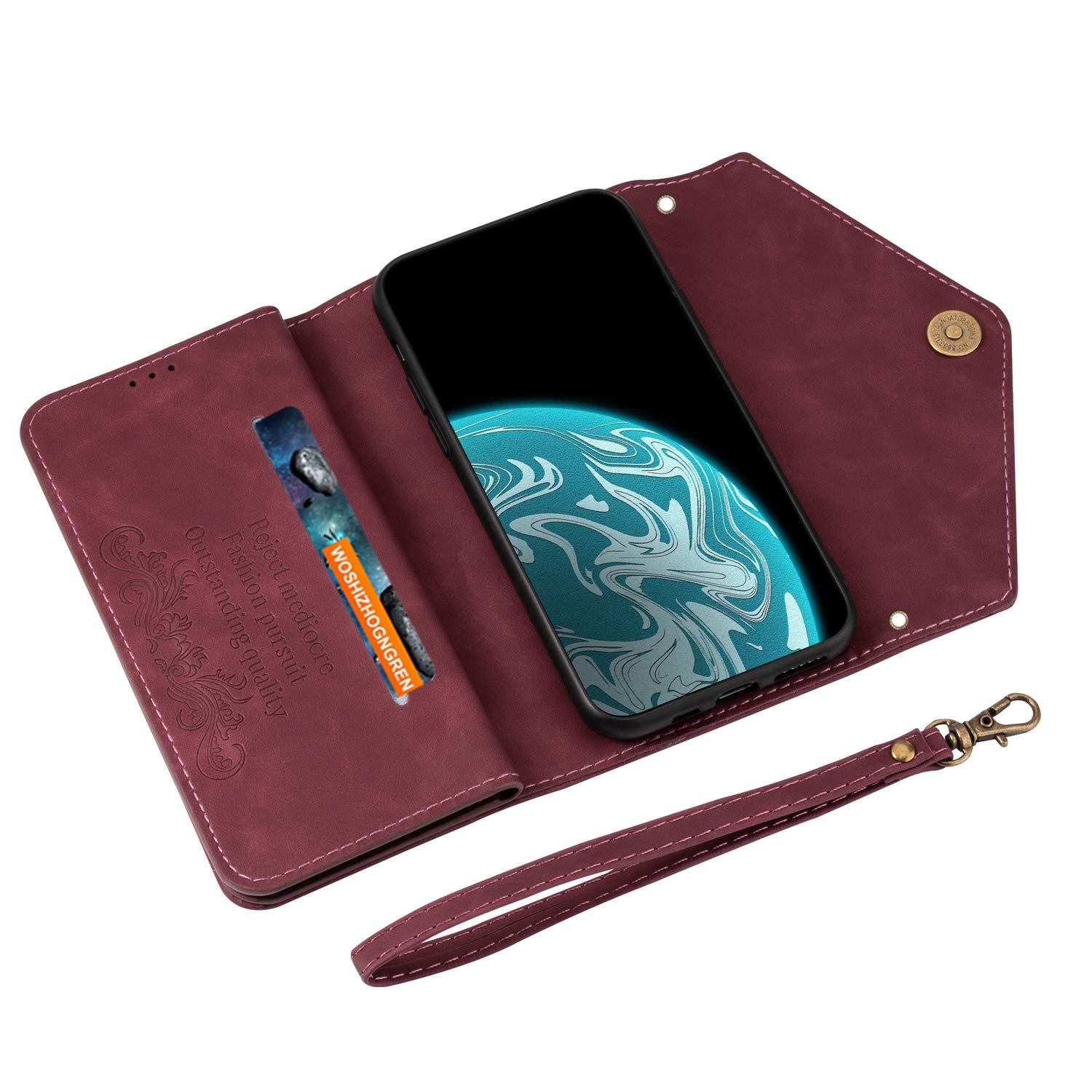 Premium Faux Leather Wallet Case for Samsung Galaxy A53 5G - Crossbody Phone Purse with Adjustable Strap, ID Card Holder & Secure Magnetic Closure (Wine Red) | Perfect for Travel, Shopping & Everyday Use
