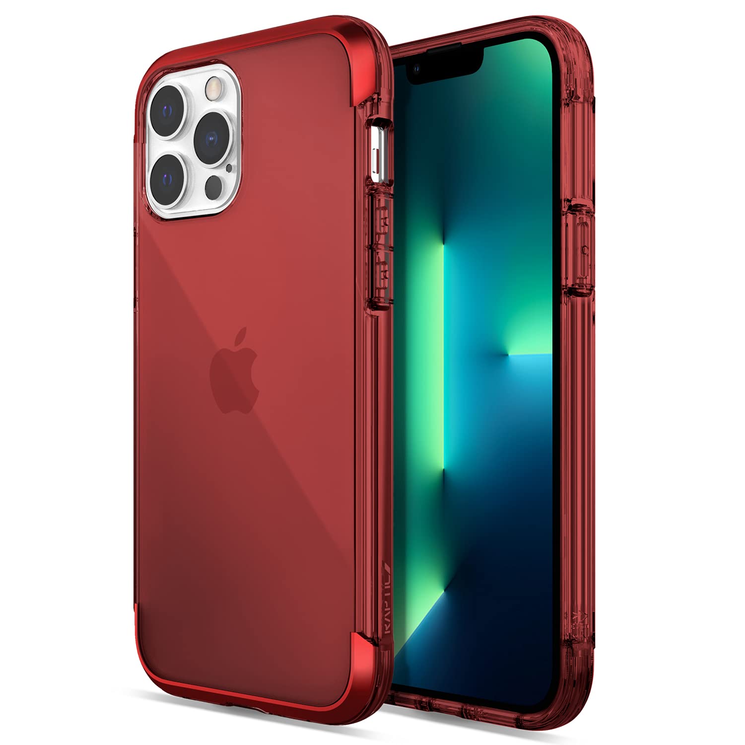 RAPTIC Air Shockproof Clear Case for iPhone 13 Pro Max - Ultra Thin Protective Cover with Aluminum Metal Bumper | Wireless Charging Compatible | 13ft Drop Protection | Perfect for Outdoor Activities & Daily Use (Red)