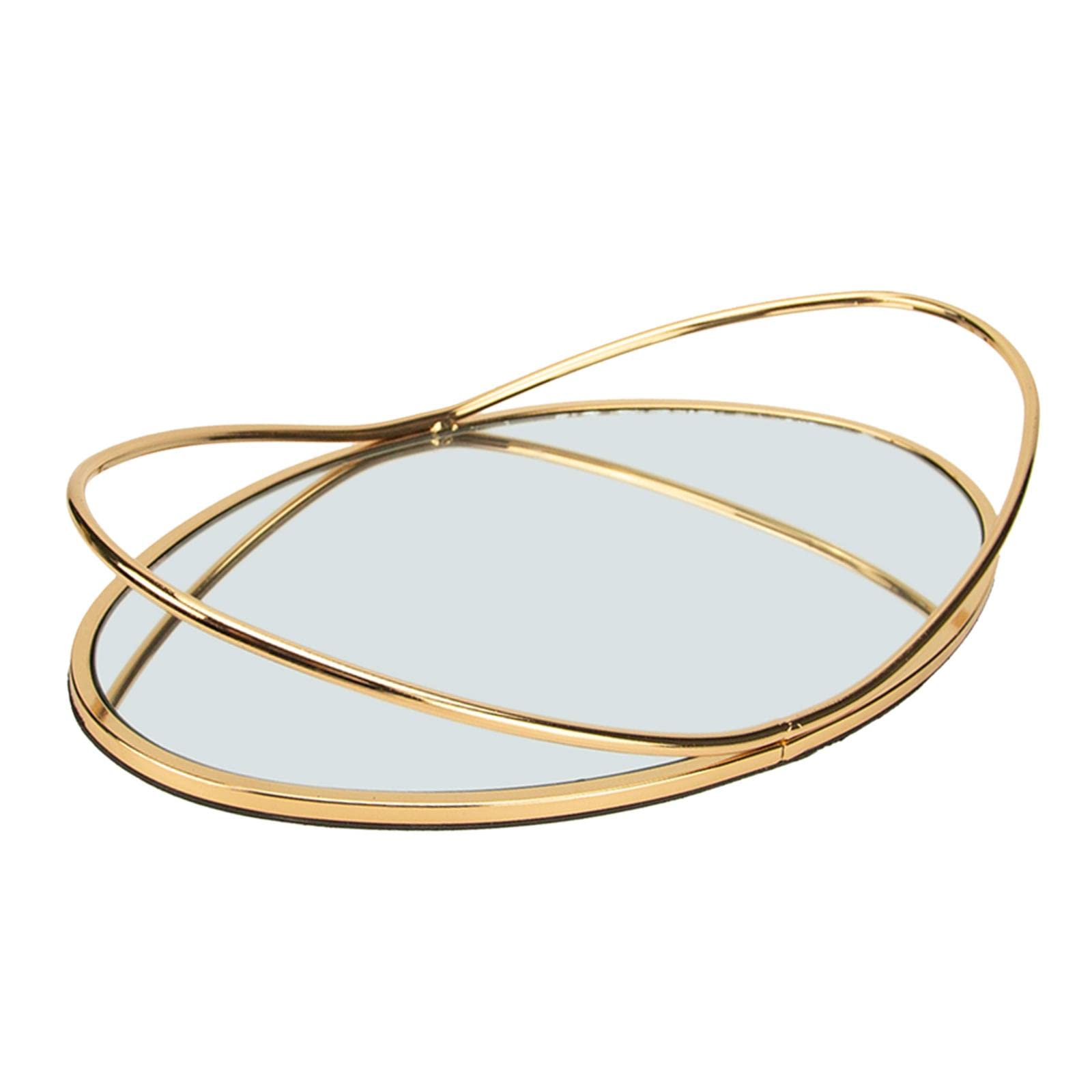 SunniMix Mirror Tray - Gold Vanity Organizer for Jewelry & Cosmetics | Bathroom & Dresser Decor